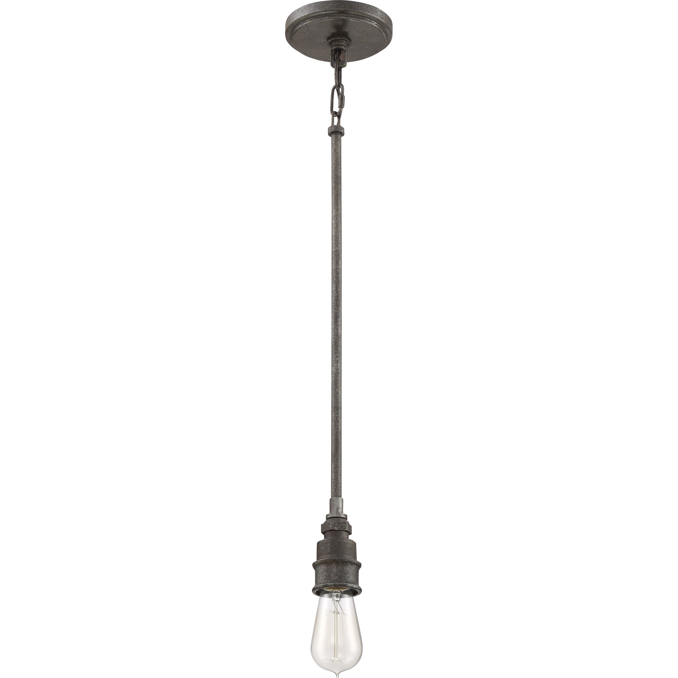 Quoizel Squire 1-Light Rustic Black Mini Pendant Light Fixture - Perfect for Kitchen Island, Dining Room, or Entryway Lighting