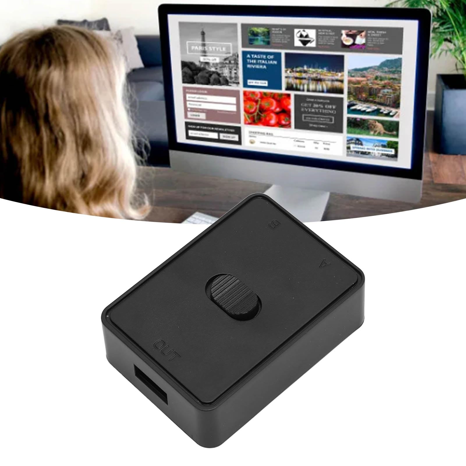 USB 2.0 Switch Selector 2-in-1 for PC Keyboard Mouse - Home Office Use