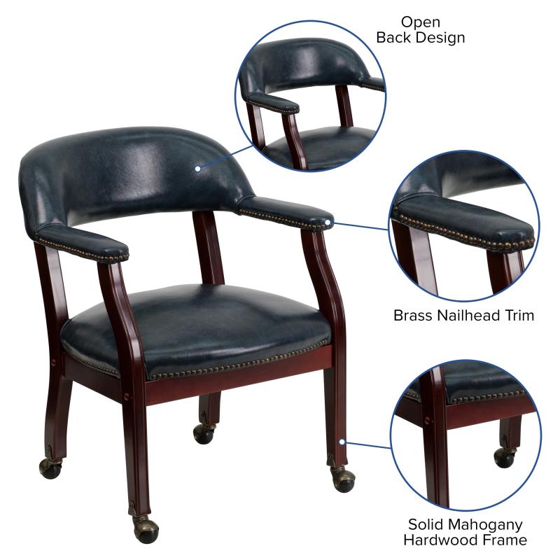 Premium FLASH Vinyl Conference Chair with Accent Nailhead Trim & Smooth-Rolling Casters - Ergonomic Office Chair for Executive Meetings, Home Office & Professional Workspaces