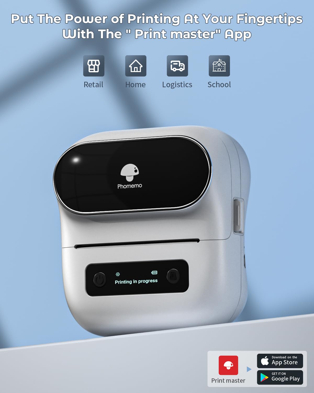 Phomemo M220 Bluetooth Thermal Label Maker & Barcode Printer - Portable Wireless Label Printer with 100+ Templates, Fonts & Icons for Home, Kitchen, Office, School Organization | Perfect for Shipping Labels, Pantry Organization & File Sorting