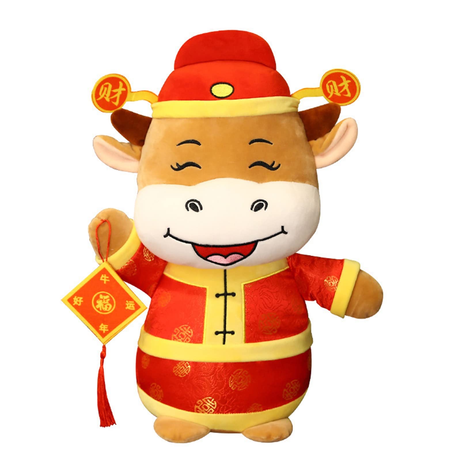 2021 New Year Ox Cattle Plush Toy - Soft Stuffed Cow Doll, Cute Mascot Gift for Birthday, Christmas & Chinese New Year (7 A-01, 22cm) - Perfect for Home Decor, Party Favors & Collectibles