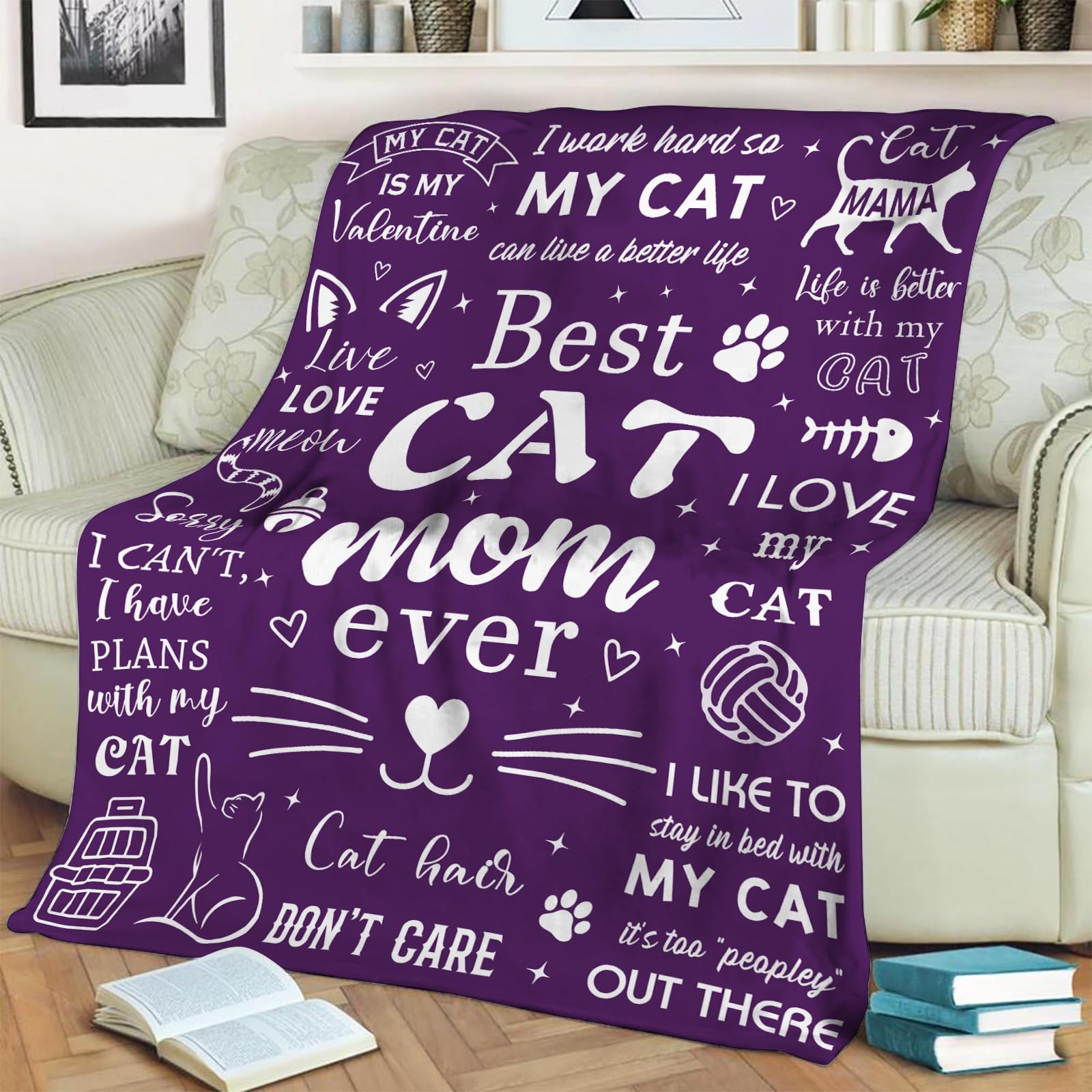 Soft Mosslink Cat Mom Blanket 60