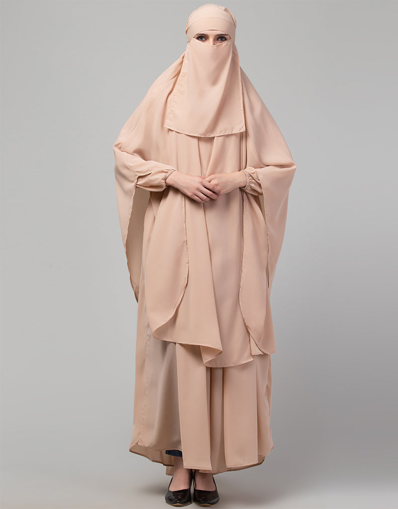 3-Piece Arabic Abaya Set with Khimar & Nose Piece - Modest Islamic Prayer Dress for Women - Perfect for Eid, Mosque & Special Occasions