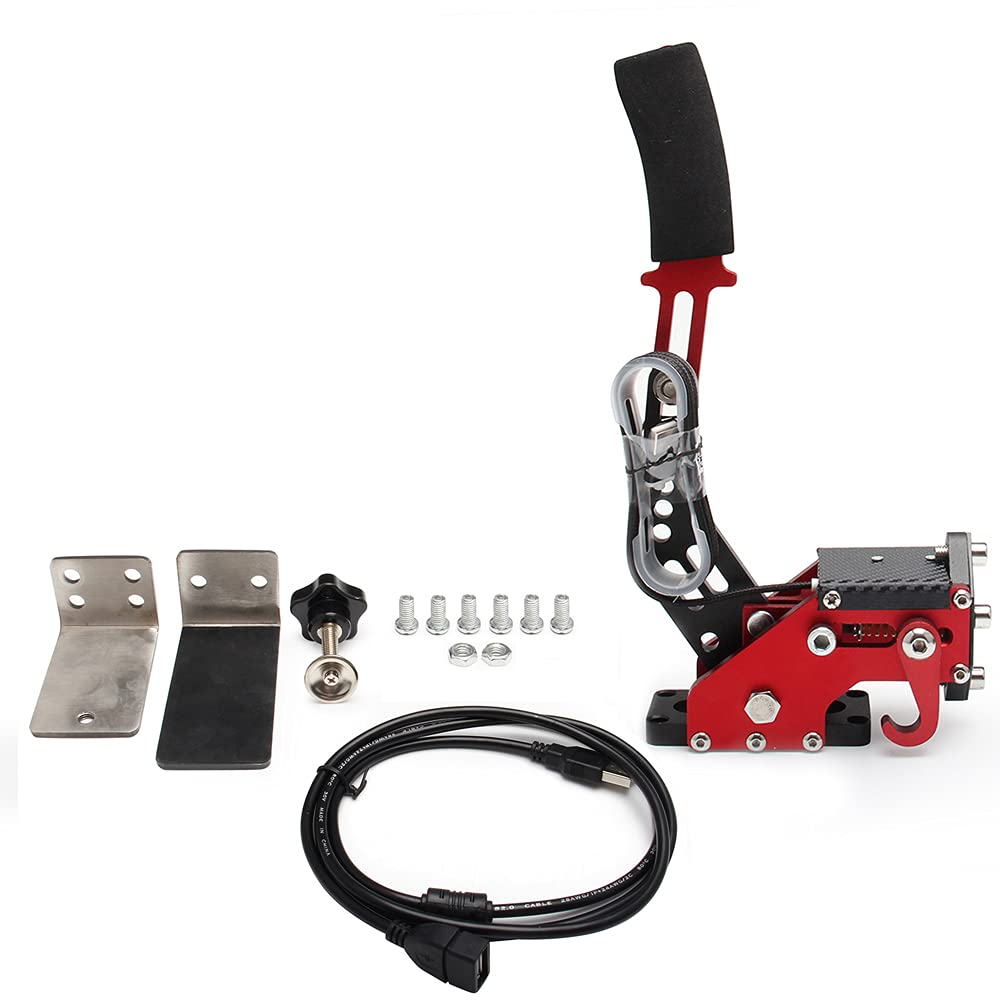 Bruce & Shark USB Handbrake 14-Bit for Racing Wheel Stand G27/G29/G920 PC (Red) - Compatible with PC Only, Not for Xbox/PS4/PS5 - Perfect for Sim Racing, Drifting & Gaming Setups