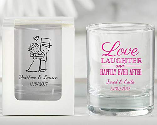 Kate Aspen Personalized 2 oz. Shot Glass & Votive Holder - 96pcs Bulk Set in Red - Custom Text Wedding Favors, Bridal Shower Party Decor, DIY Craft Supplies - Perfect for Toasting, Candle Holders, and Gift Giving