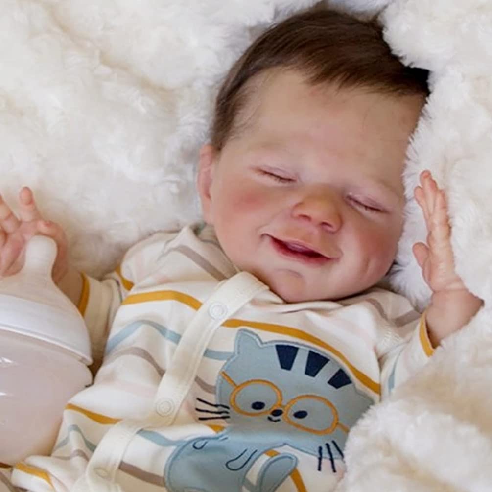22 Inch Realistic Reborn Baby Doll - Soft Silicone Vinyl Handmade Doll with Magnetic Mouth & Outfit - Lifelike Boy Doll for Collectors, Beginners, and Gift Giving - Perfect for Role Play, Therapy, and New Mother Training