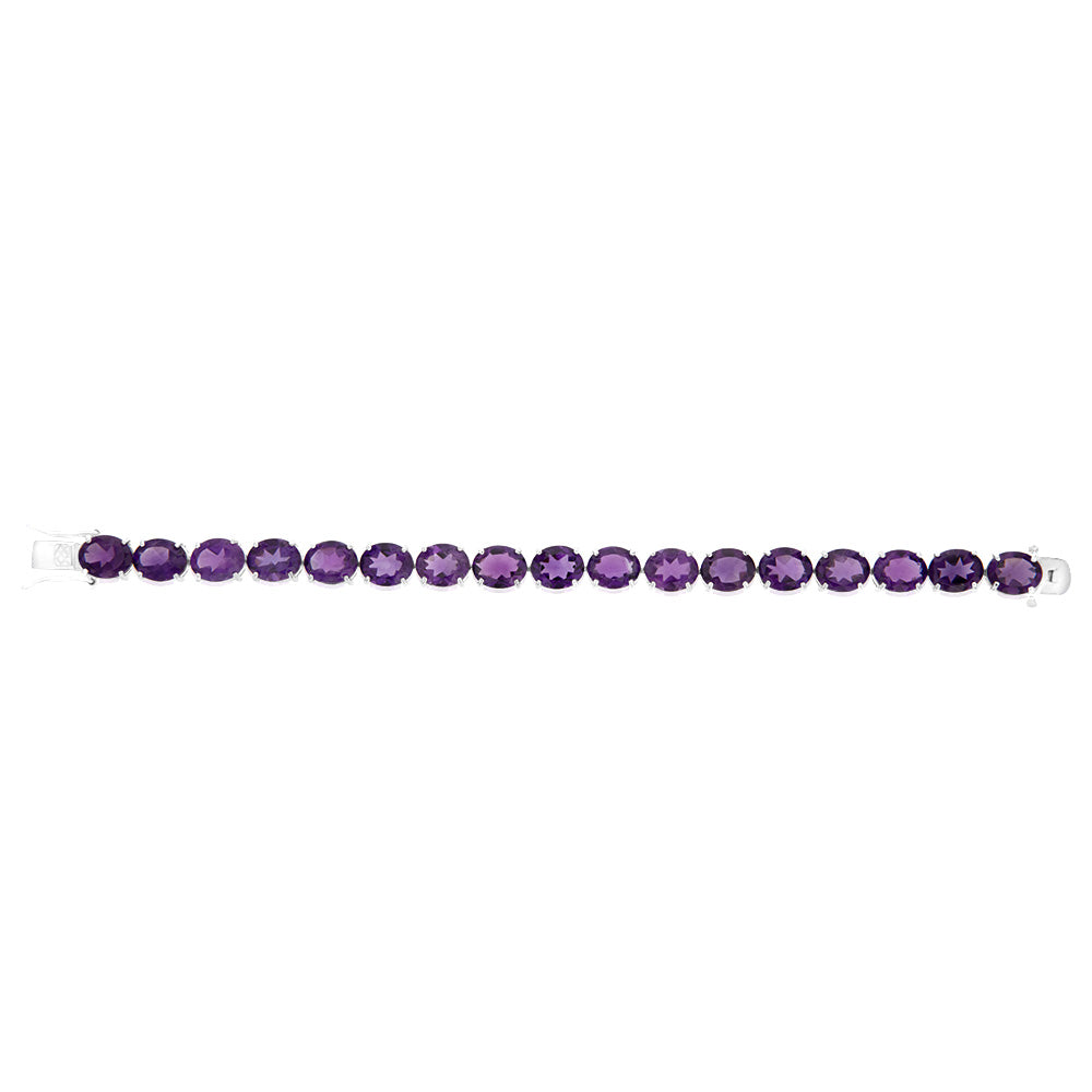 40 Carat Genuine Amethyst Sterling Silver Tennis Bracelet - Elegant Jewelry Gift for Women, Perfect for Weddings, Parties & Special Occasions