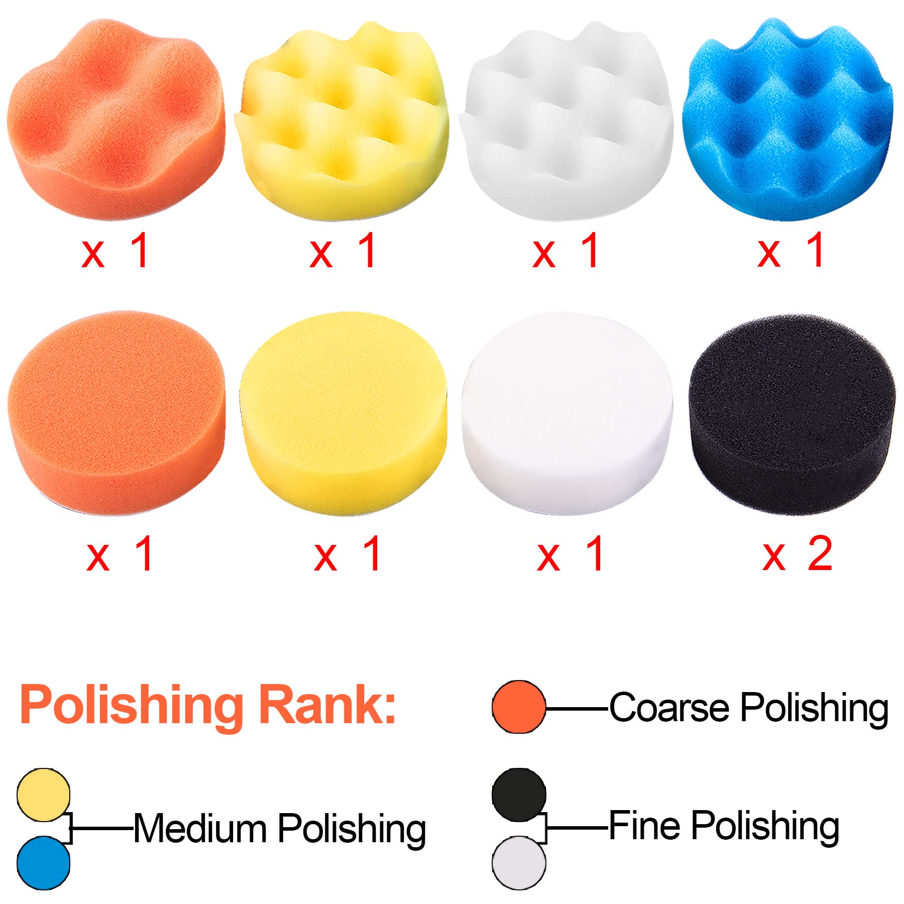 16-Piece 7-Inch Foam Buffing Pad Kit - Car Polishing Pads, Wax Buffer & Drill Attachments for Auto Detailing & Paint Correction (SIQUK) - Perfect for Car Enthusiasts, Professional Detailing & DIY Auto Care
