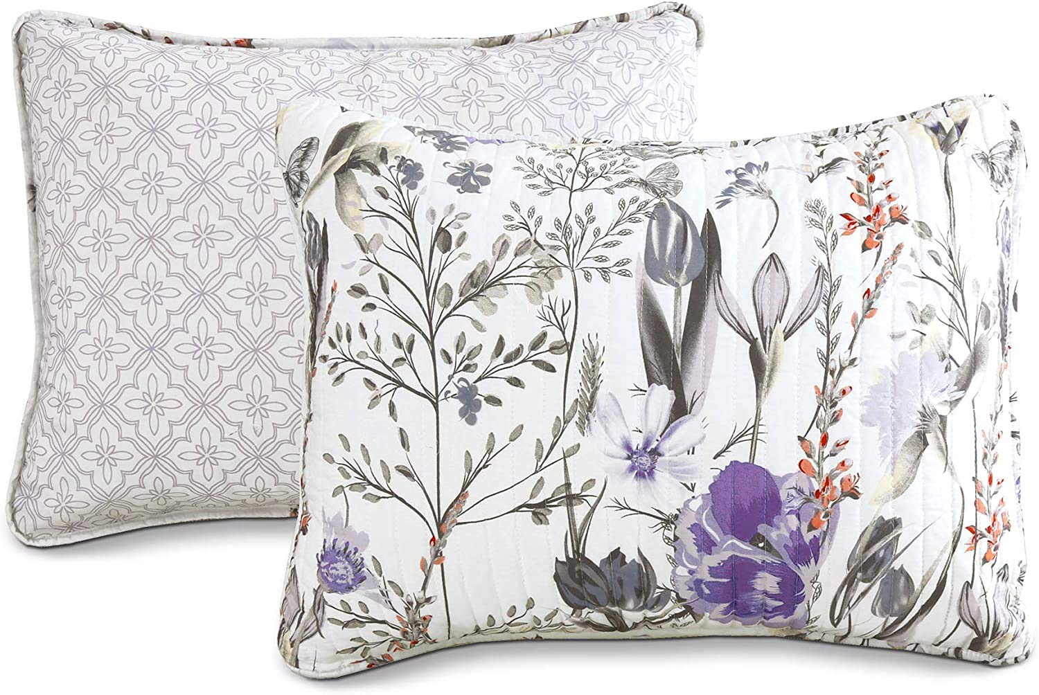 Lush Decor Adalia 3-Piece Purple and Gray Quilt Set King Size - Soft Bedding for Cozy Bedrooms & Guest Rooms