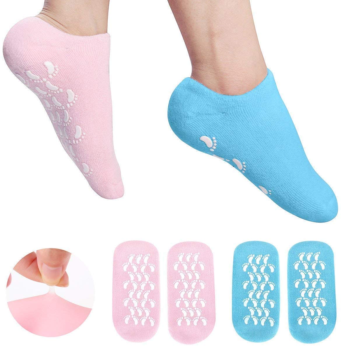 ETONIA Moisturizing Silicone Gel Socks for Dry Cracked Feet - Heel Repair & Foot Moisturizer with Natural Oil & Vitamin E - Spa Gel Socks for Women & Men (1 Pair) - Perfect for Overnight Foot Care & Pedicure Treatment