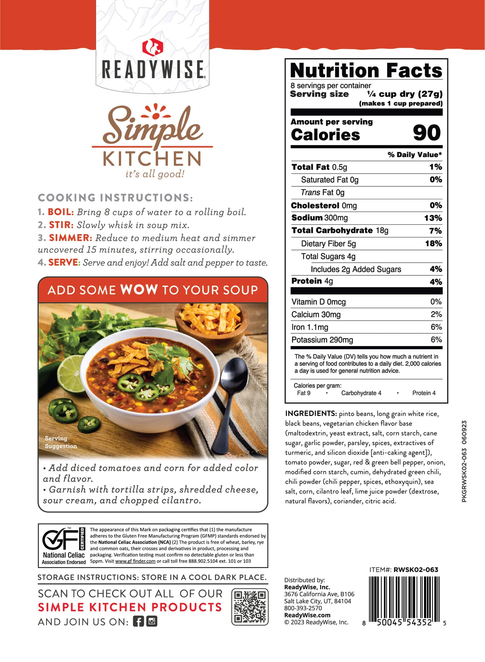 ReadyWise 6-Pack Tortilla Soup Mix - 8 Servings per Pack | Emergency Food Supply, Camping Meals & Quick Dinner Solution for Outdoor Adventures & Home Pantry
