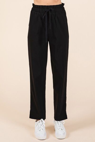 Mittoshop High Waist Paperbag Tapered Straight Pants for Women - Casual Office Work & Travel Outfit