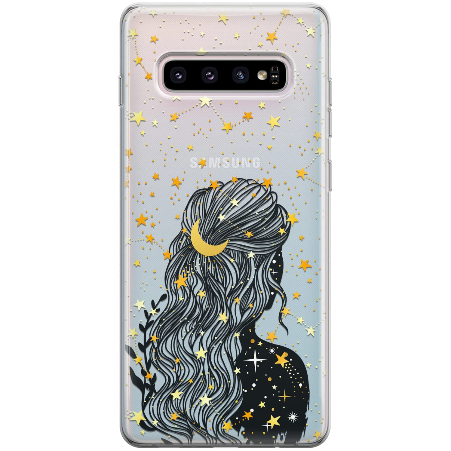Celestial Constellation Clear Phone Case for Samsung Galaxy S24/S23 Ultra/S22+/S21 FE 5G/S20/Note 20/10 - Gypsy Moon Child Aesthetic Protective Cover for Women | Perfect for Everyday Use, Travel & Gift Giving