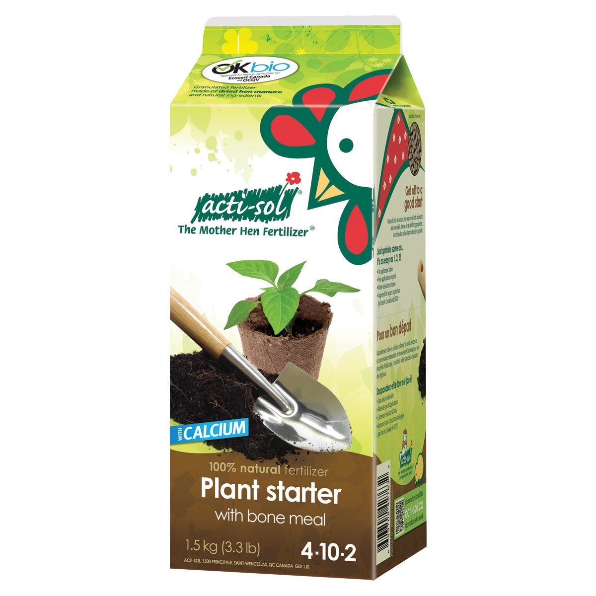 Acti Sol Organic Plant Starter with Bone Meal Fertilizer (4-10-2 NPK) 1.5 kg - Boost Seedlings & Transplant Growth for Vegetables, Flowers & Herbs - Perfect for Home Gardening & Organic Farming