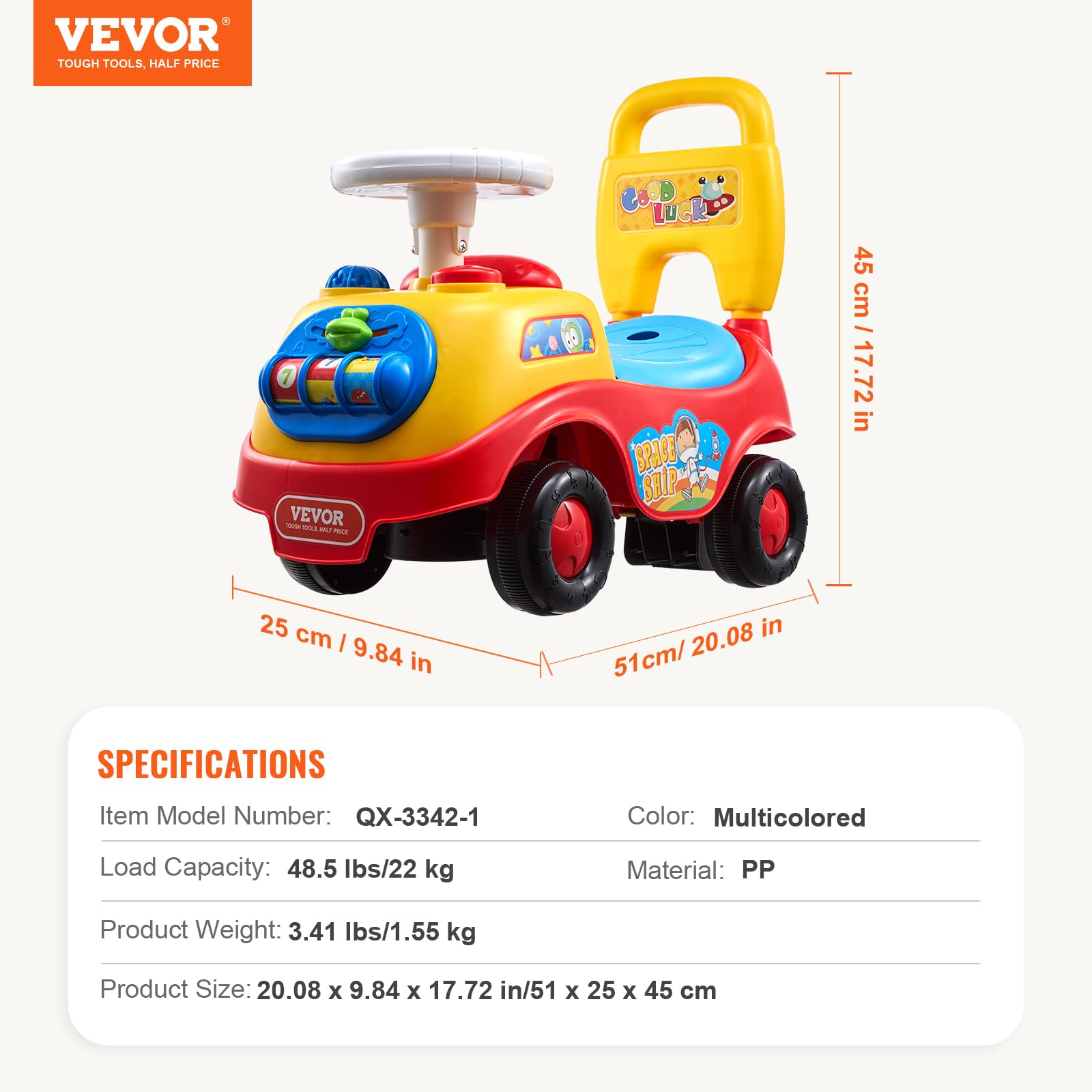 VEVOR Toddler Ride On Push Car for Kids 19+ Months - Sit to Stand Ride Racer Toy with Music, Steering Wheel, Horn & Under Seat Storage - Perfect for Indoor & Outdoor Play - Gift for Boys & Girls