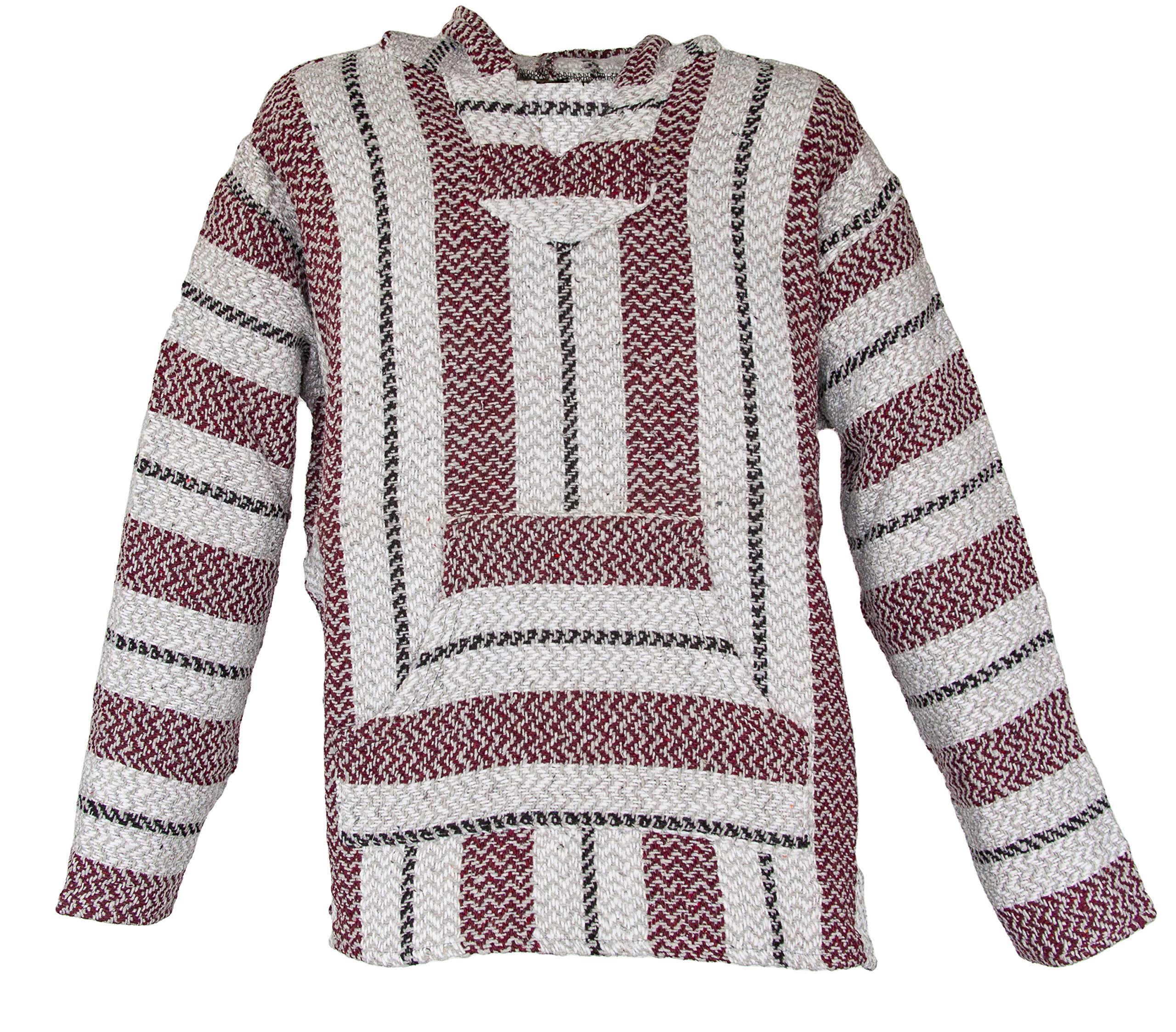 Premium Baja Hoodie Sweatshirt Pullover - Soft Mexican Jerga Poncho for Men & Women - Perfect for Beach, Camping & Outdoor Adventures