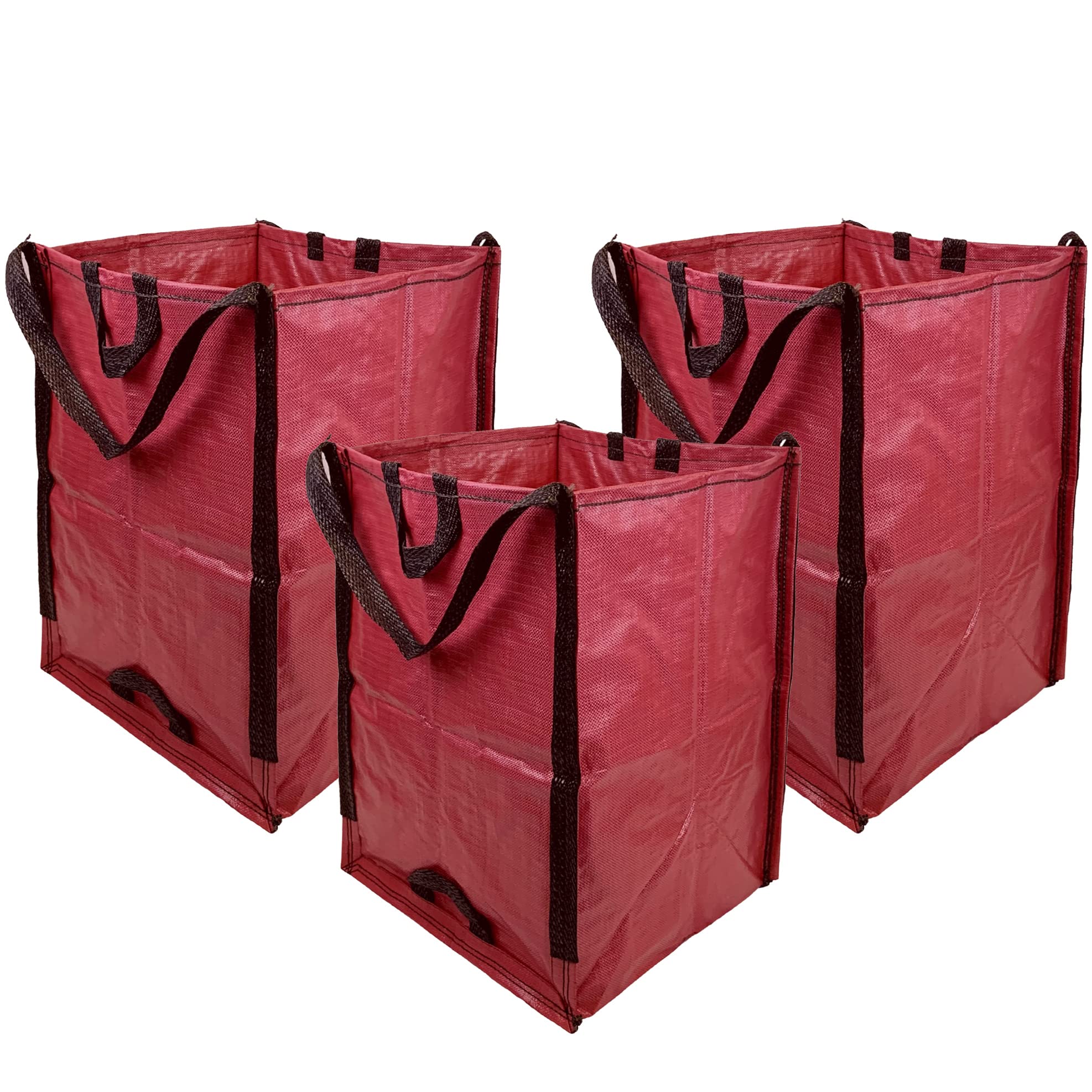 DURASACK Heavy Duty 48-Gallon Reusable Lawn & Leaf Bags - Self-Standing Yard Waste Bags with Reinforced Handles, Red (3-Pack) - Perfect for Home, Garden, and Outdoor Cleanup