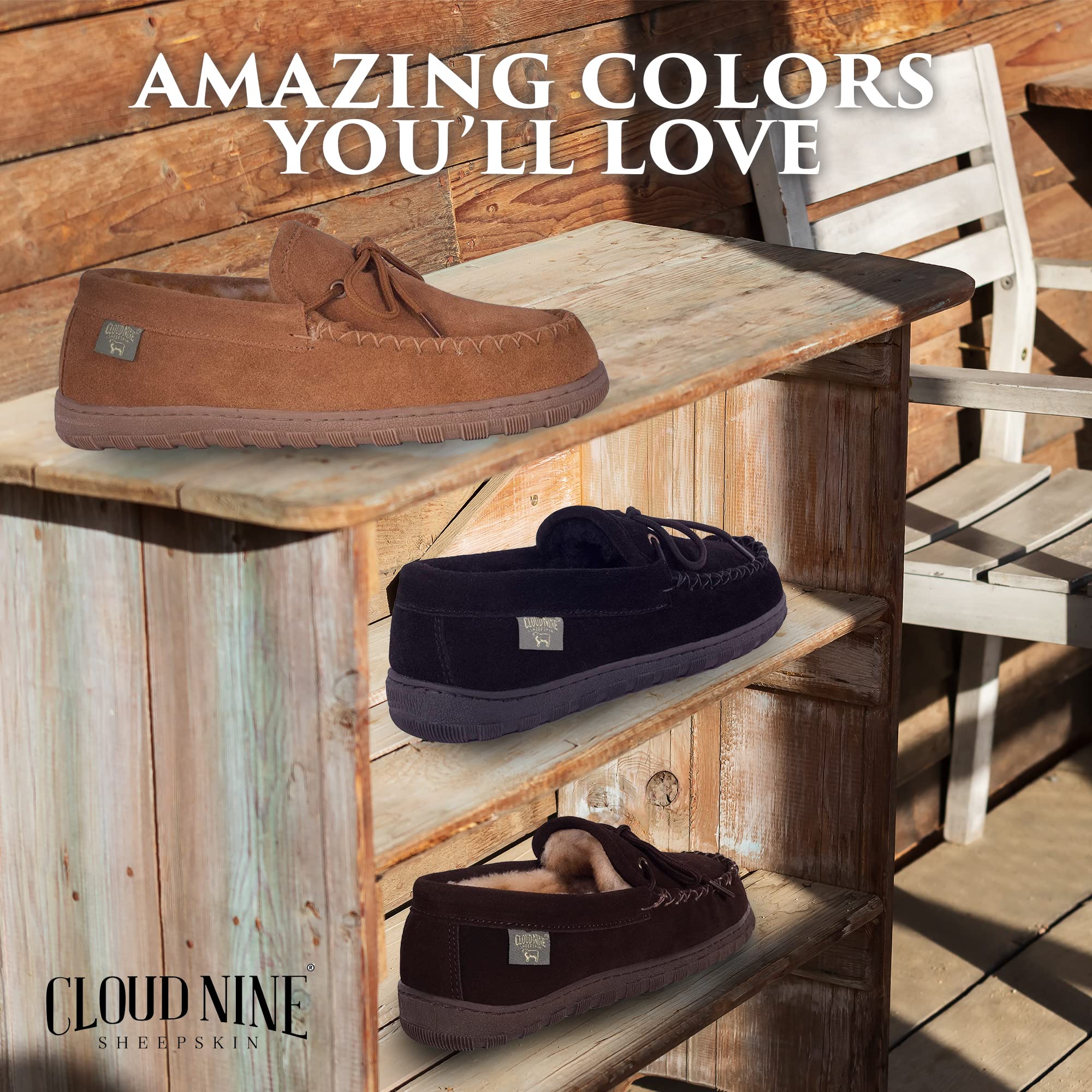 Men's Sheepskin Lined Moccasin Slippers - Soft Indoor/Outdoor Slip-On House Shoes for Comfort & Warmth - Perfect for Home, Office, and Casual Wear
