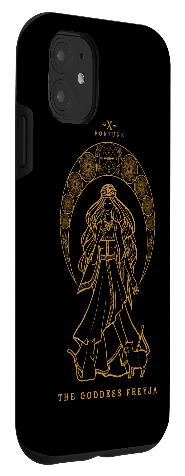 iPhone 11 Case with Norse Goddess Freyja Tarot Design - Pagan Witch Cat Protective Cover | Perfect Gift for Mythology Lovers & Tarot Enthusiasts