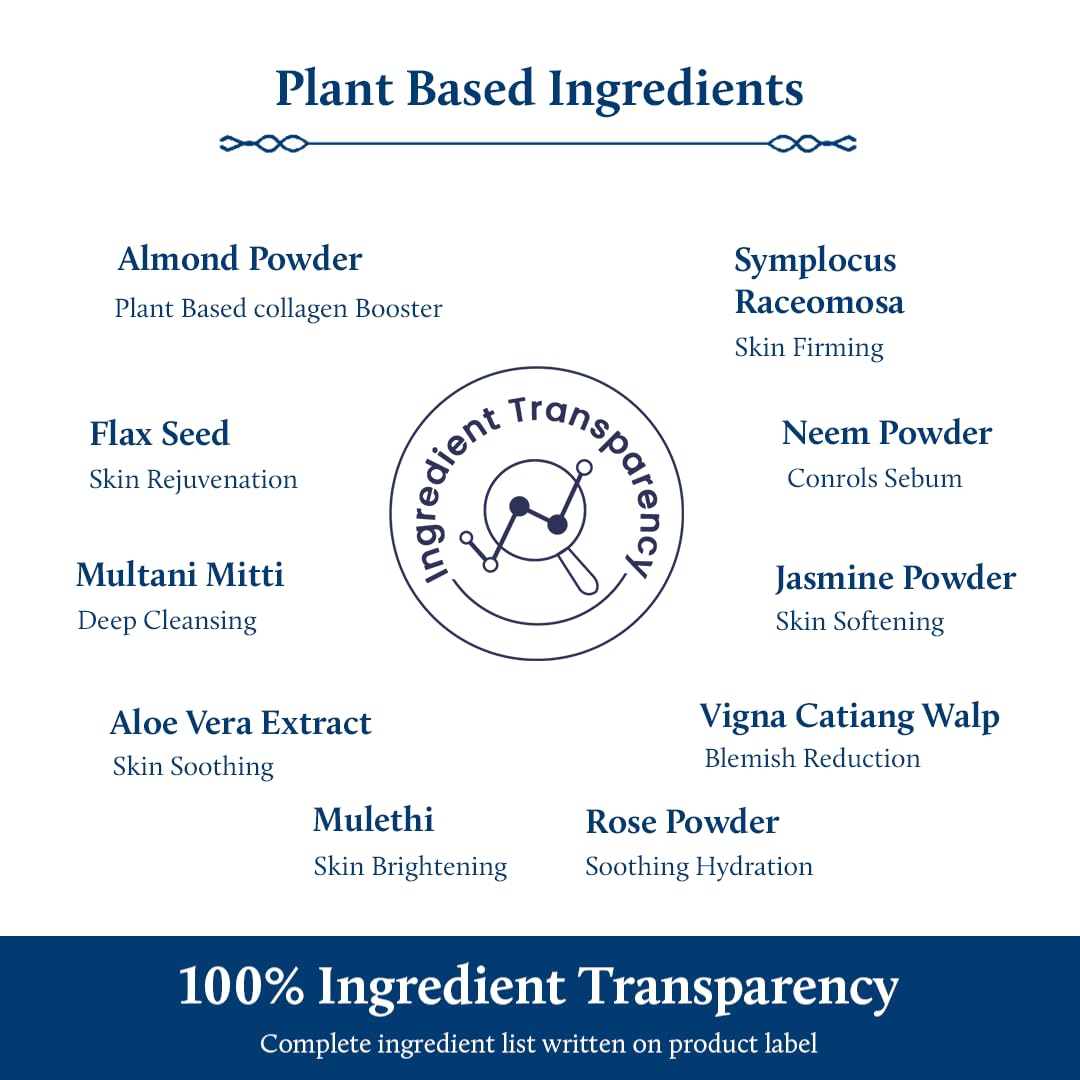 Blue Nectar Almond Ubtan Powder Face Pack - Anti-Aging & Firming Natural Exfoliator with Multani Mitti | 100gm Ayurvedic Herbal Facial Scrub for Glowing Skin | Perfect for Daily Skincare & Spa Treatments