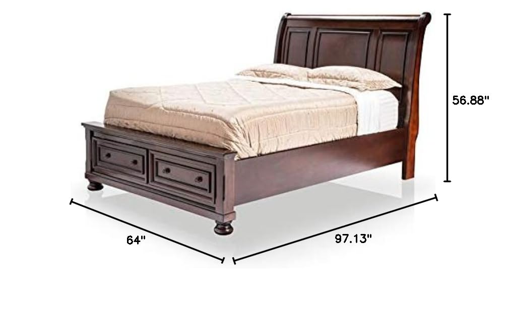 Furniture of America Kandara Queen Size Platform Bed with Storage in Cherry Finish – Perfect for Small Spaces & Modern Bedrooms