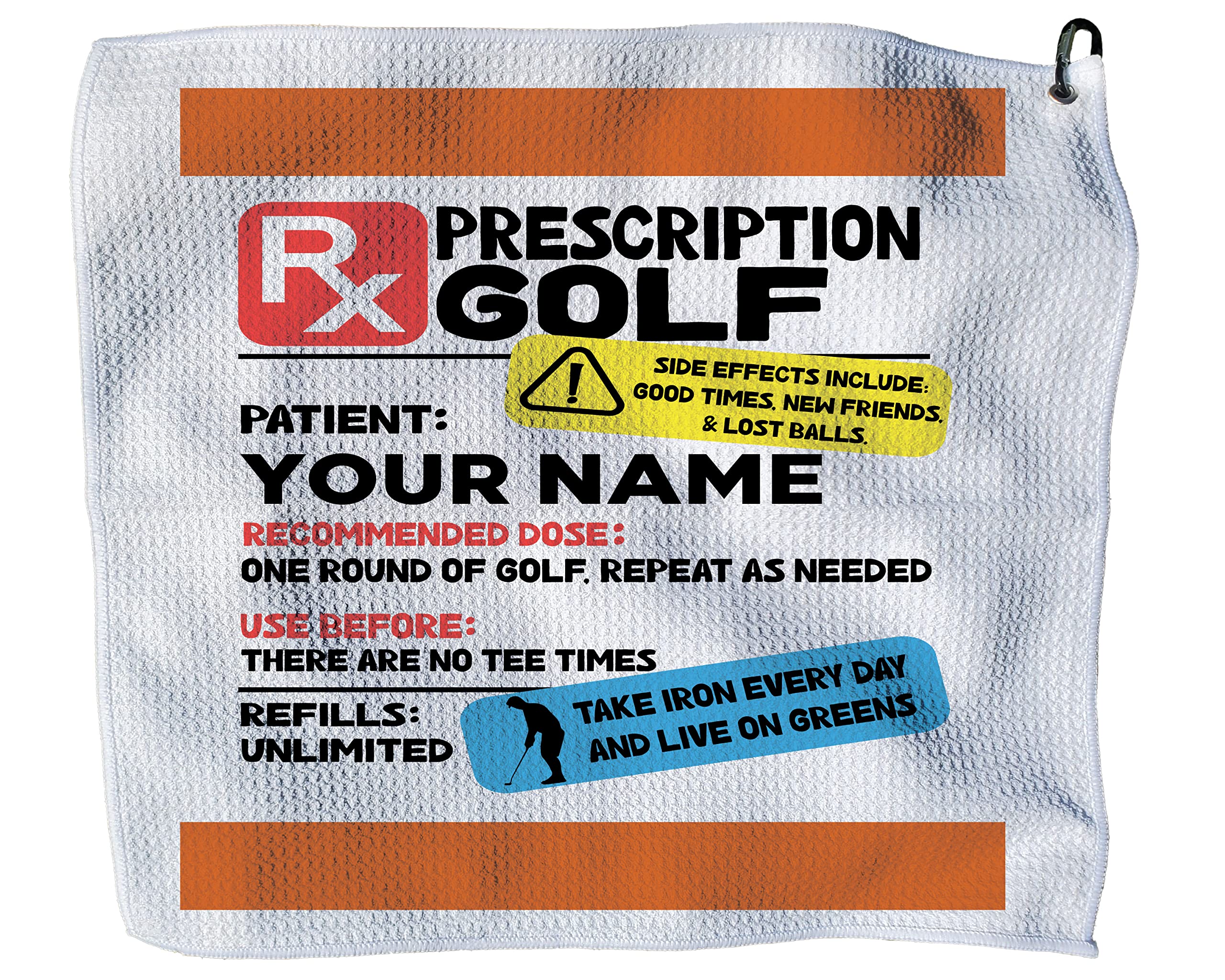 Custom Personalized Golf Towel - 16x16 Inch Woven Waffle Microfiber Towel for Golfers - Funny Golf Gift Ideas for Men & Women - Unique Engraved Golf Accessories - Perfect for Golf Courses, Driving Ranges & Clubhouse Use