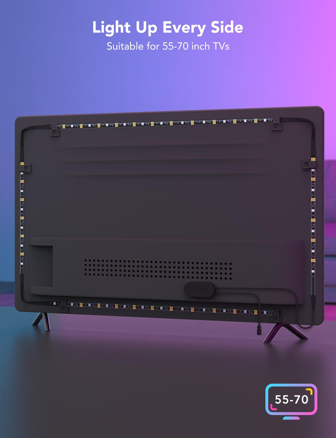 Govee TV LED Backlight Strip Lights - 3.8M RGBIC Smart LED Lights for 55-65 Inch TVs, Bluetooth & Wi-Fi Control, Works with Alexa & Google Assistant, Music Sync, 99+ Scene Modes - Perfect for Home Theater, Gaming & Ambient Lighting