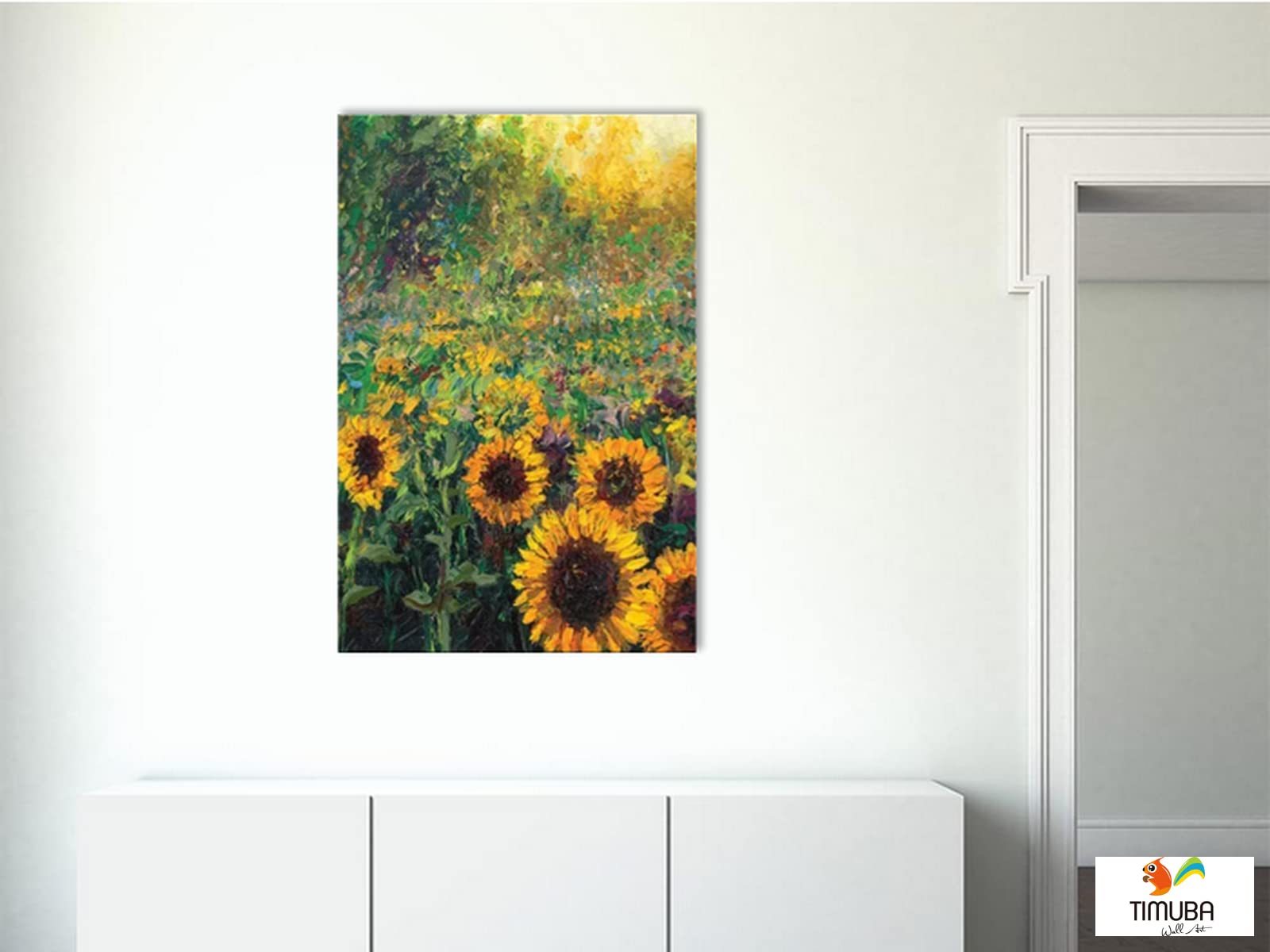 Sunflower Wall Art - Yellow Sunflower Canvas Painting, Nature Landscape Framed Artwork for Kitchen & Bathroom Decor (28x40 Inches) - Perfect for Farmhouse, Boho & Modern Home Decor
