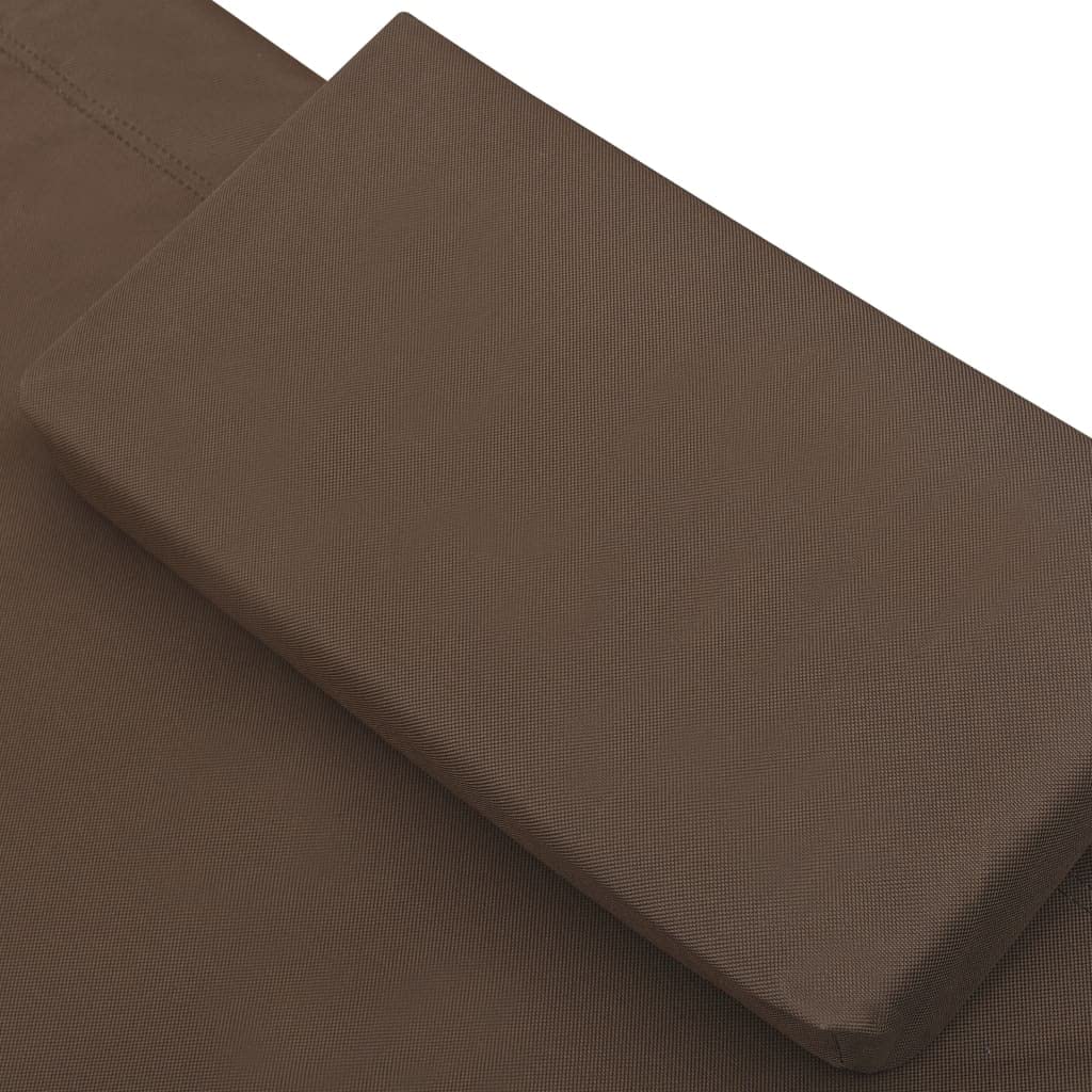Outdoor Patio Lounge Bed with 2 Washable Pillow Covers - Tanning Chair for Poolside, Garden, Balcony - Comfortable Brown Fabric Sunbathing Bed for Relaxation