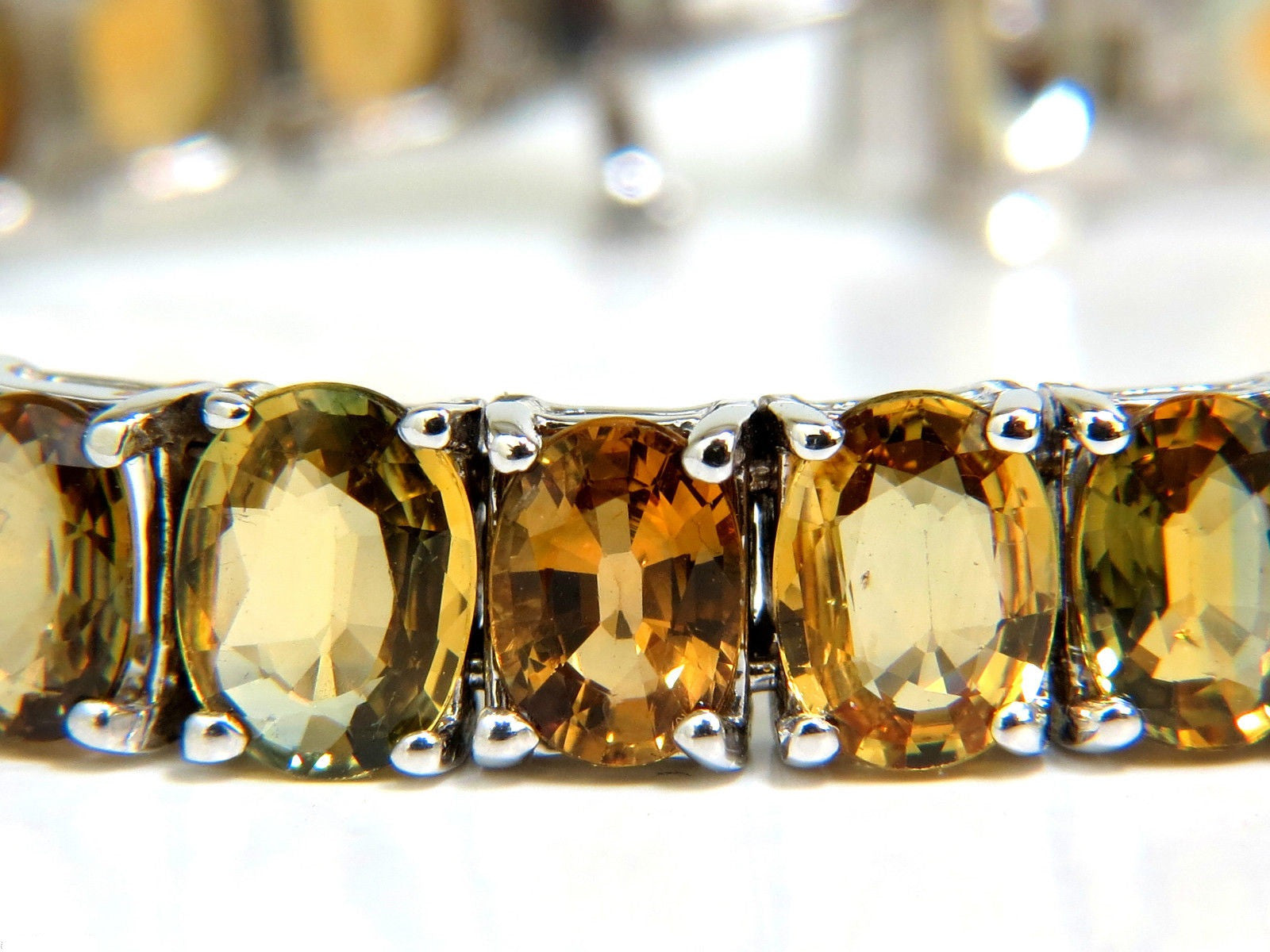 33.00ct Natural Yellow Green Orange Sapphire Tennis Bracelet - Elegant Gemstone Jewelry for Women, Perfect for Weddings, Parties & Special Occasions