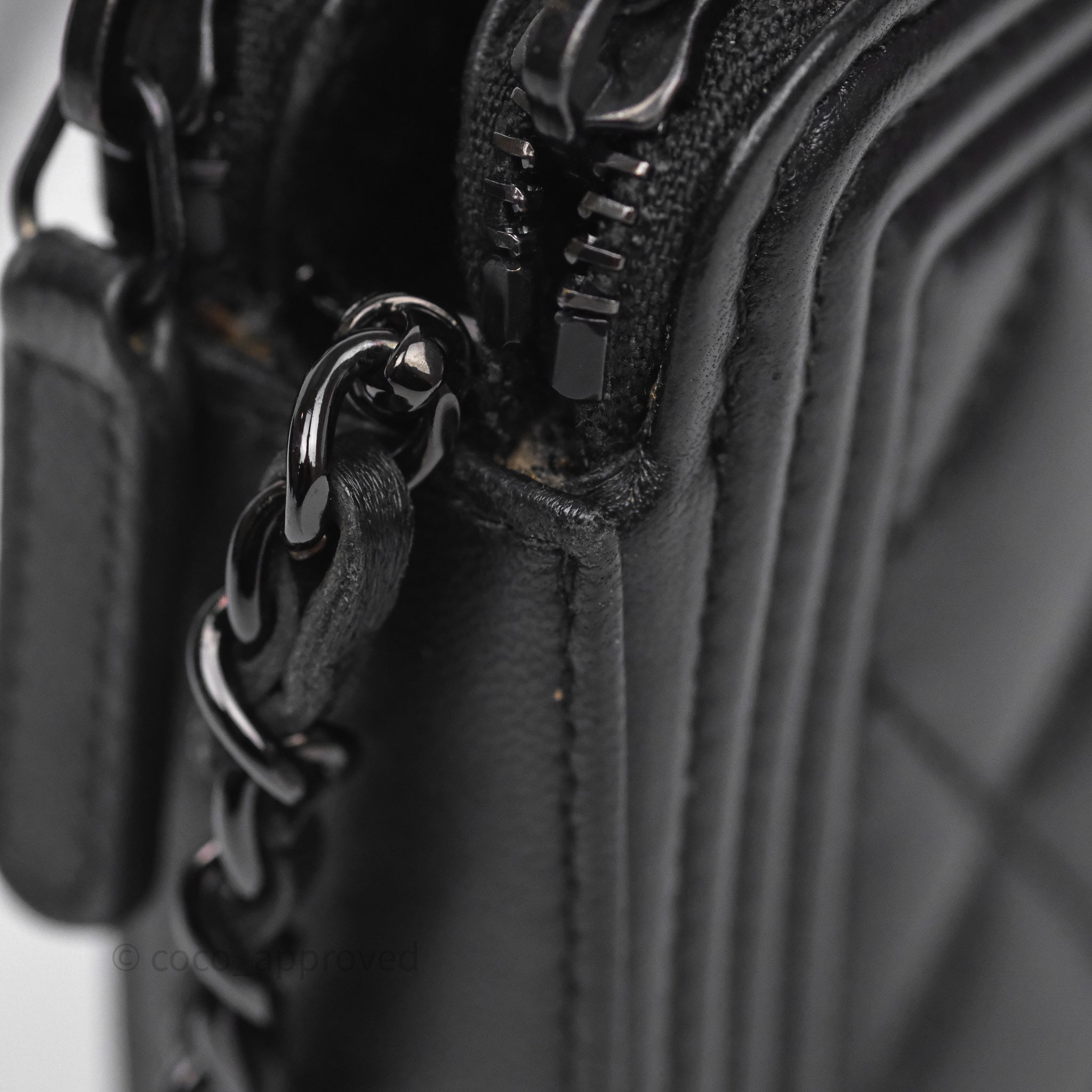 Chanel Boy Double Zip Clutch On Chain So Black Lambskin Leather Crossbody Bag - Perfect for Evening Parties, Date Nights & Luxury Fashion Accessories