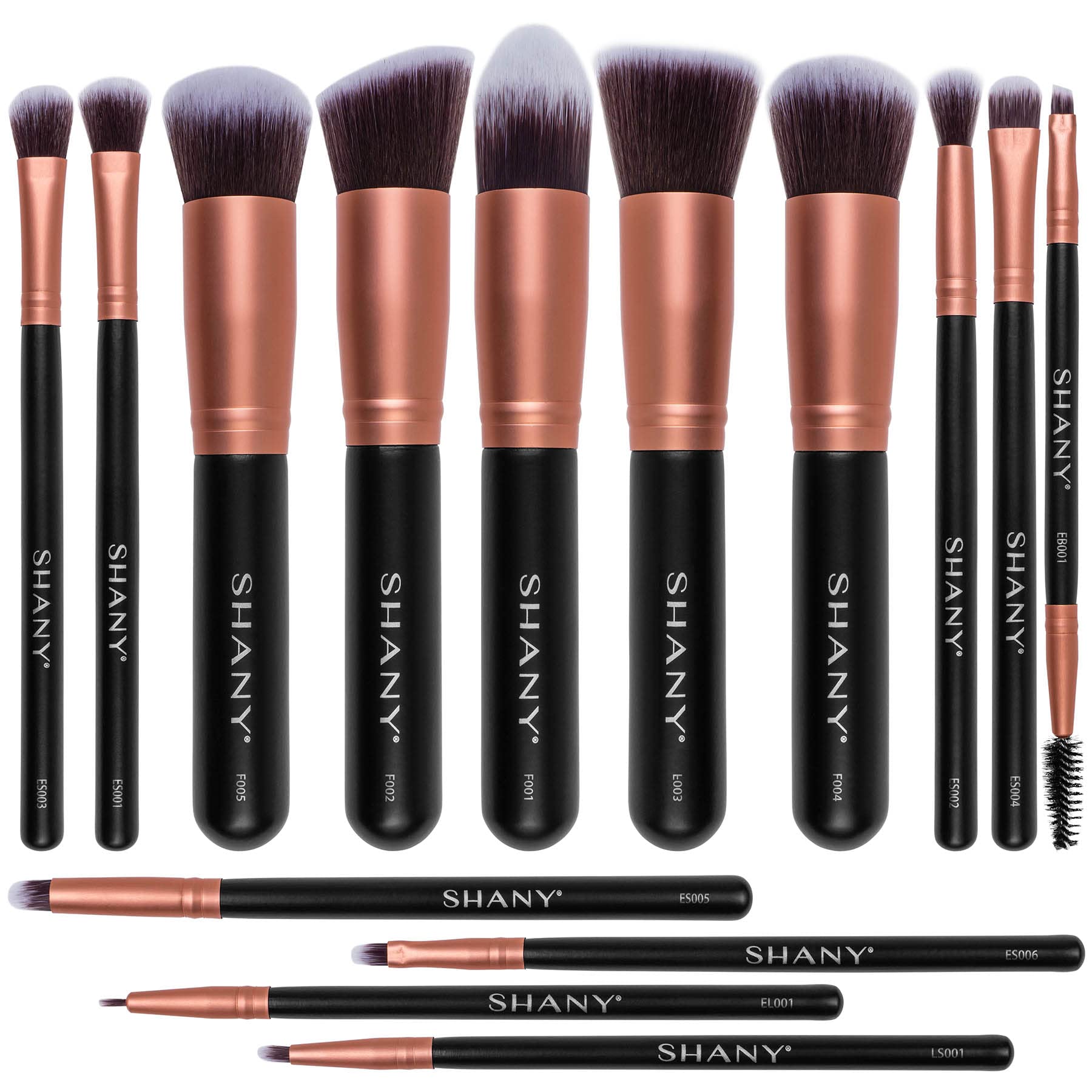SHANY 14-Piece Rose Gold Makeup Brush Set - Kabuki, Foundation, Powder, Concealer & Eyeshadow Brushes - Perfect for Professional Makeup Artists & Beginners - Ideal for Travel, Home & Salon Use
