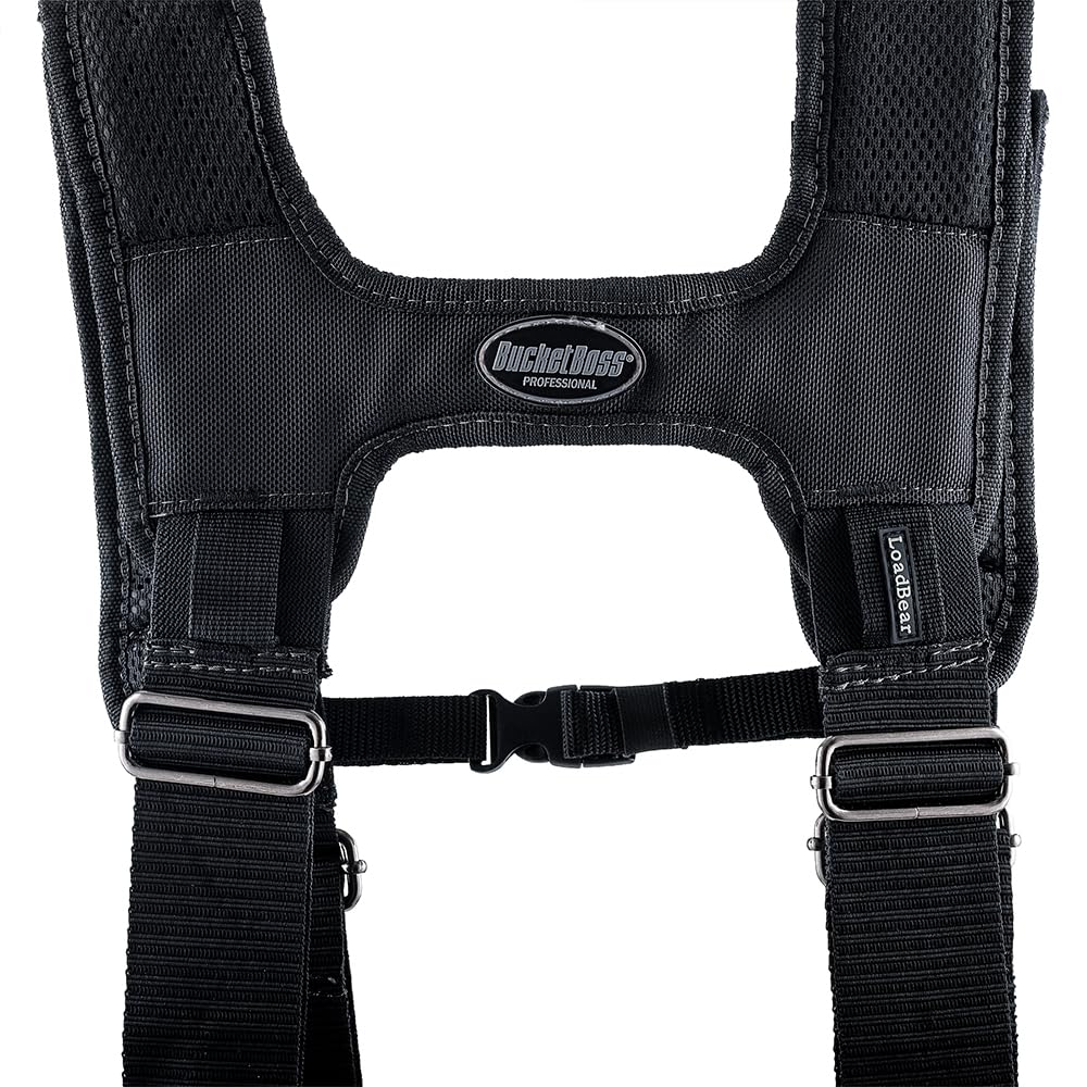 Bucket Boss 57100 Professional Series Ballistic Tool Belt with Suspenders - Heavy Duty Work Belt for Construction, Carpentry & DIY Projects - Black