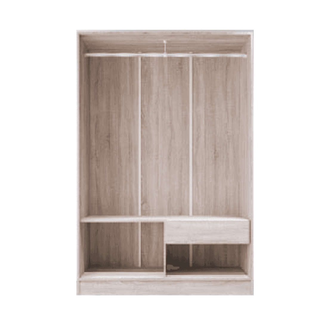 Holdun 4ft Solid Wood Wardrobe with 4 Doors - Spacious Closet Organizer for Bedroom, Living Room, and Dorm Storage