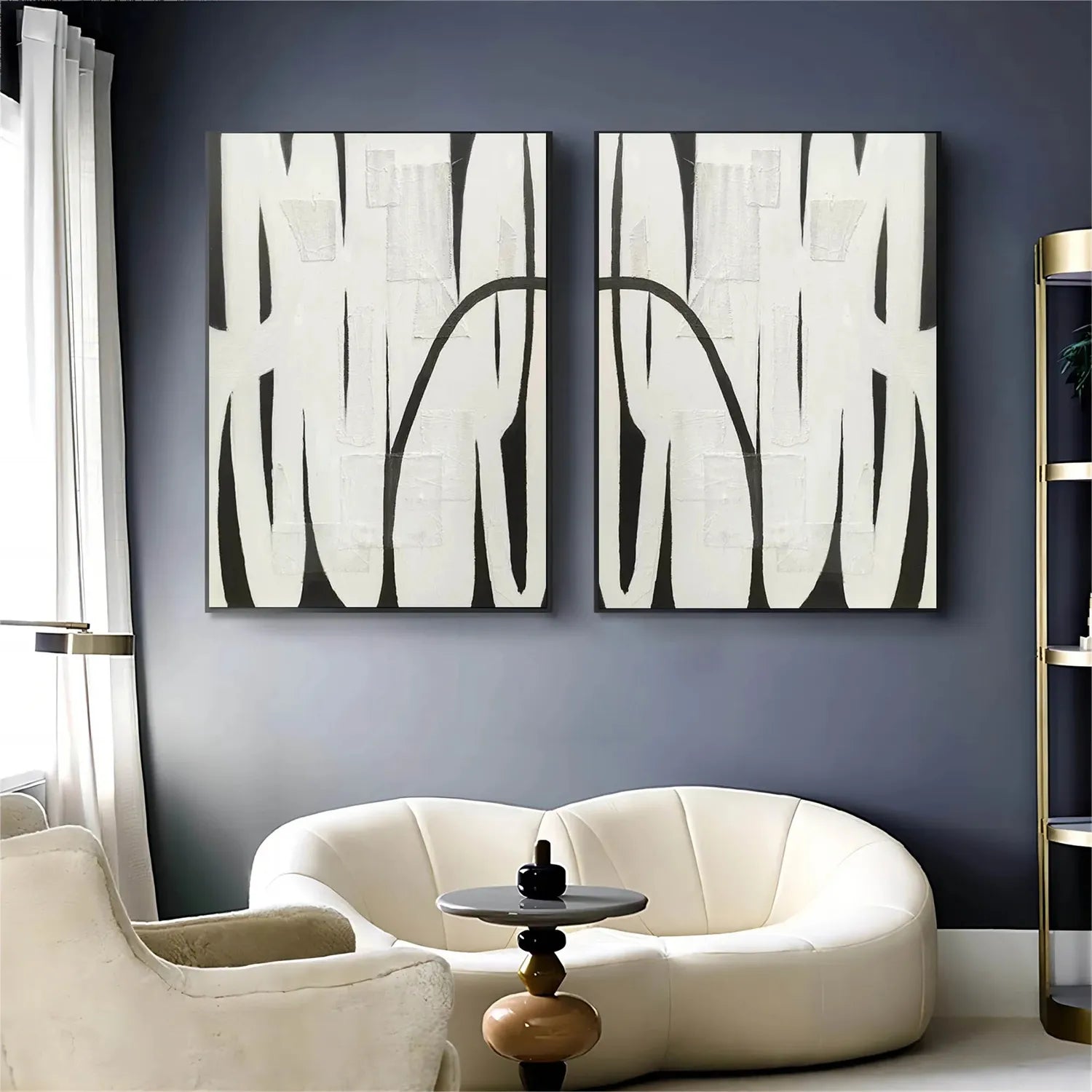 Abstract Tranquility Set of 2 Wall Art Paintings - Modern Minimalist Canvas Prints for Living Room, Bedroom & Office Decor #WS141