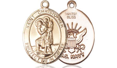 St. Christopher Navy Medal Pendant Necklace - Sterling Silver Religious Jewelry for Men & Women - Made in USA - Perfect for Military Gifts, Baptism, Confirmation & Everyday Wear