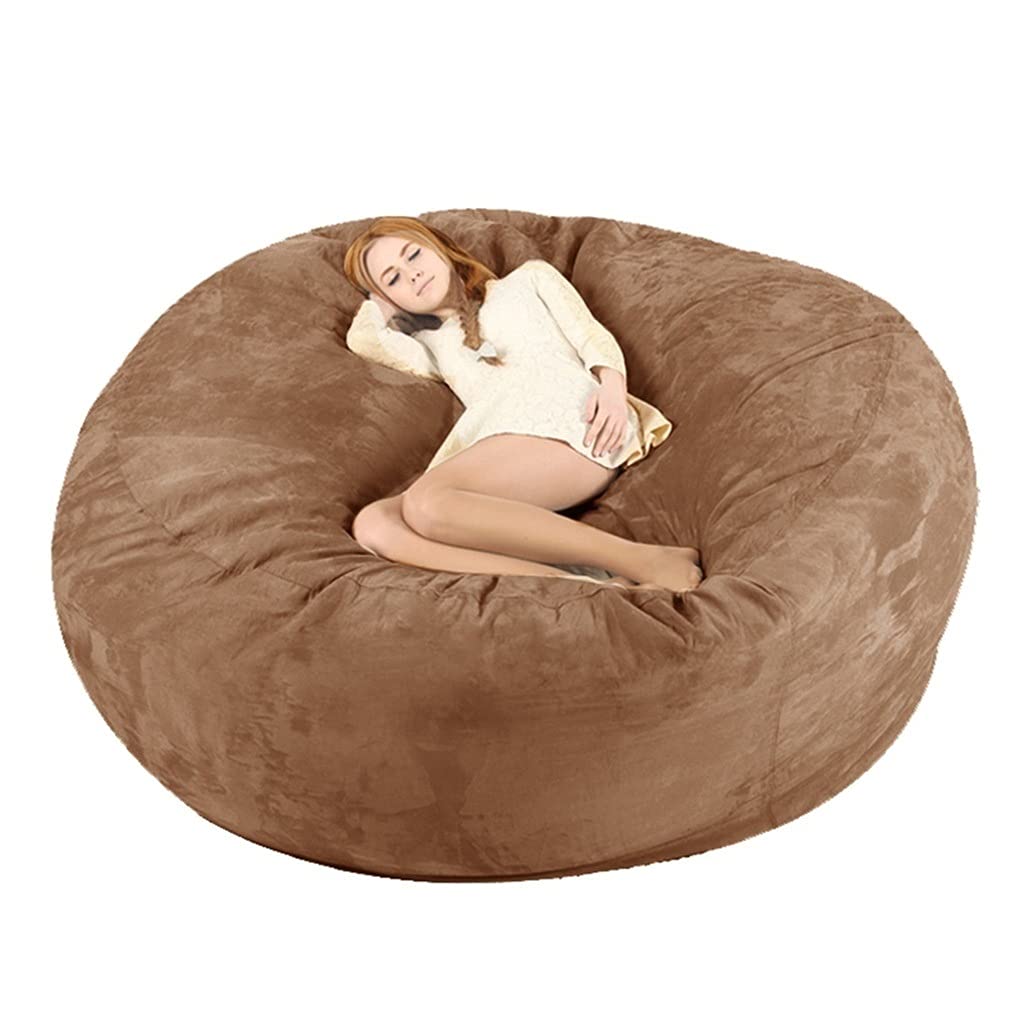 Premium 8ft Giant Bean Bag Chair Cover (No Filler Included) - Luxurious Brown Memory Foam & Plush Toy Organizer for Adults & Kids - Perfect for Playrooms, Dorm Rooms & Family Movie Nights