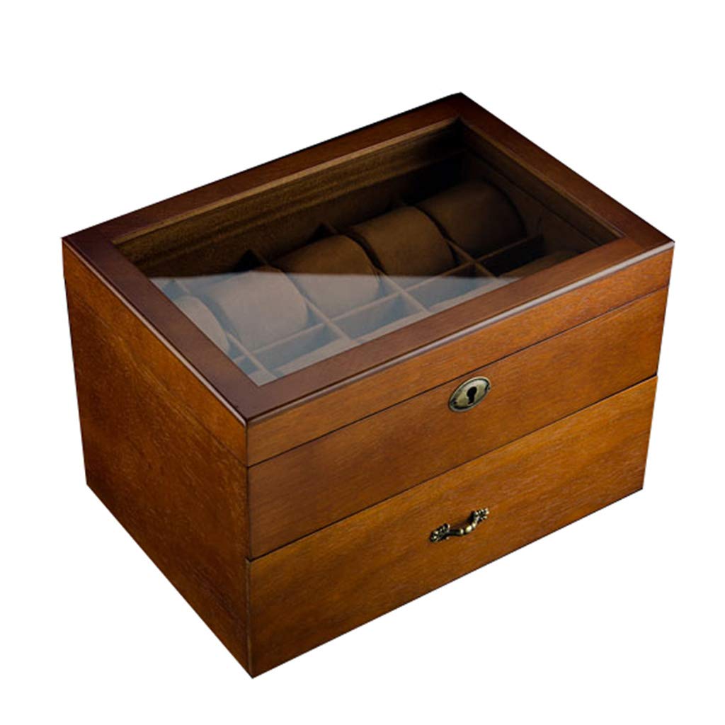 Premium 20-Slot Watch Box with Glass Lid - Luxury Wristwatch & Jewelry Display Case with Soft Pillows, Lockable Metal Lock - Perfect for Watch Collectors, Gift Presentation & Home Decor Storage