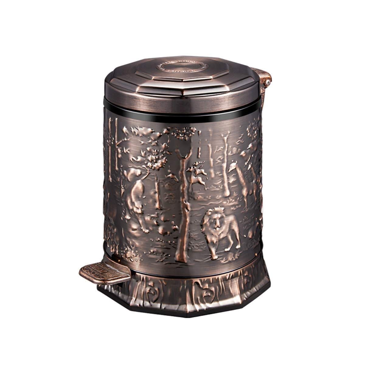 Stainless Steel Pedal Trash Can - 6L Retro European Style Silent Step Trash Bin for Kitchen, Bathroom, Bedroom & Living Room - Red Copper (Eco-Friendly & Odor-Proof)