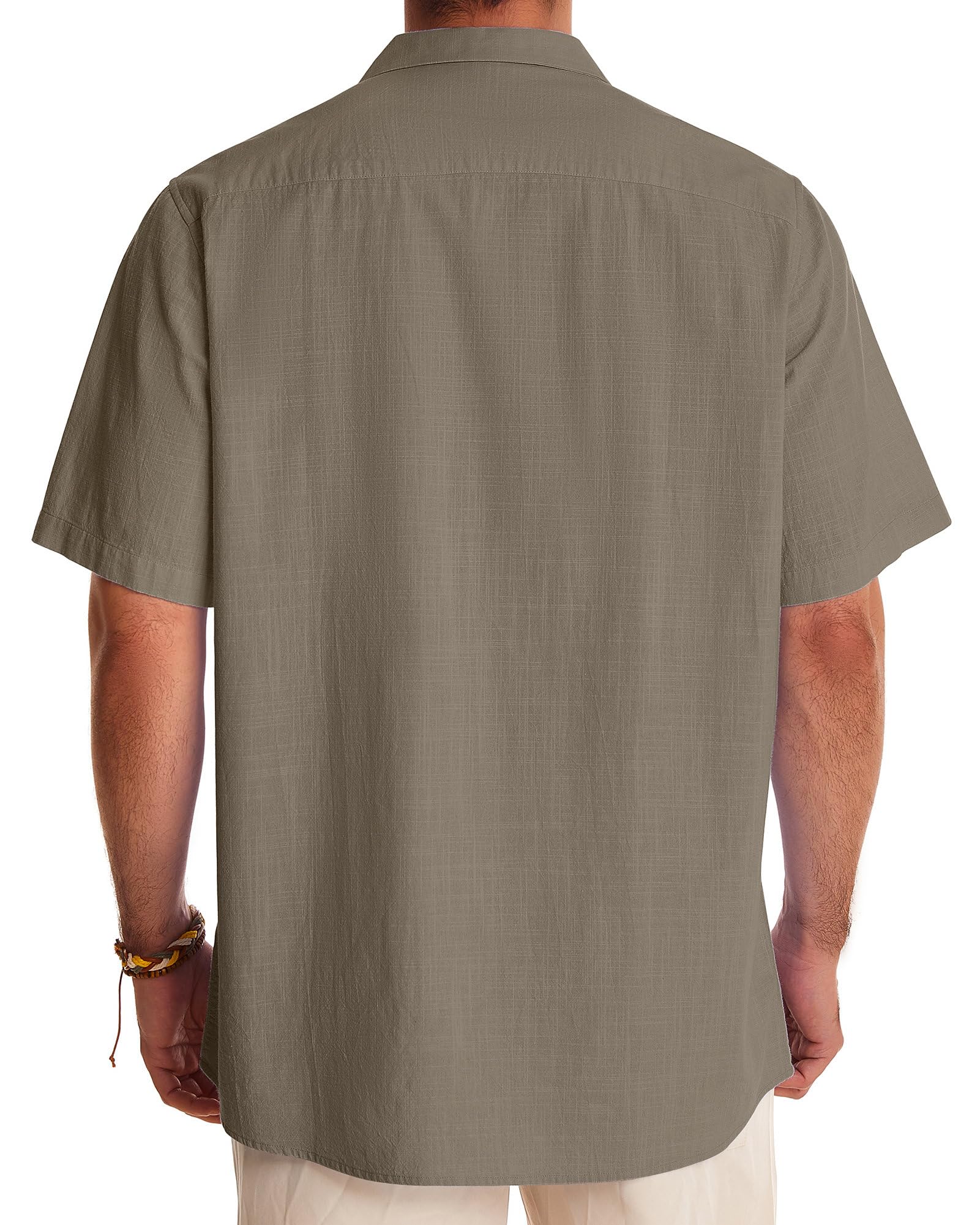 Men's Linen Short Sleeve Button Down Shirts - Breathable Cotton Summer Casual Shirts for Beach, Vacation & Hawaiian Style | Perfect for Tropical Getaways, Pool Parties & Summer Outings