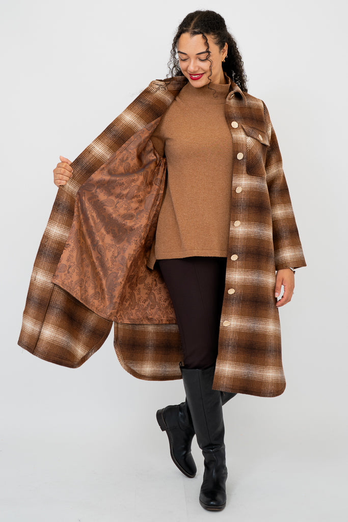 Bronwyn Coat in Cinnamon - Premium Boiled Wool Women's Winter Coat for Casual & Office Wear