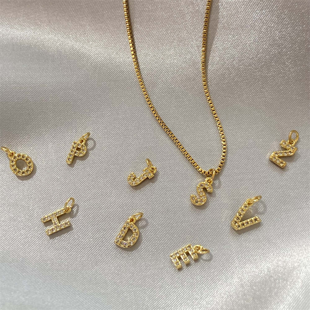 14K Gold Alphabet Charm Pendant Necklace - Personalized Initial Necklace for Women, Gift for Her | Perfect for Birthdays, Anniversaries & Everyday Wear (HSN701)