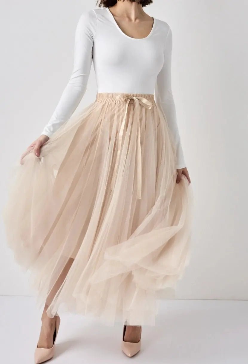 Aria Long Tulle Skirt - Elegant Flowy Maxi Skirt for Women | Perfect for Weddings, Parties & Special Occasions