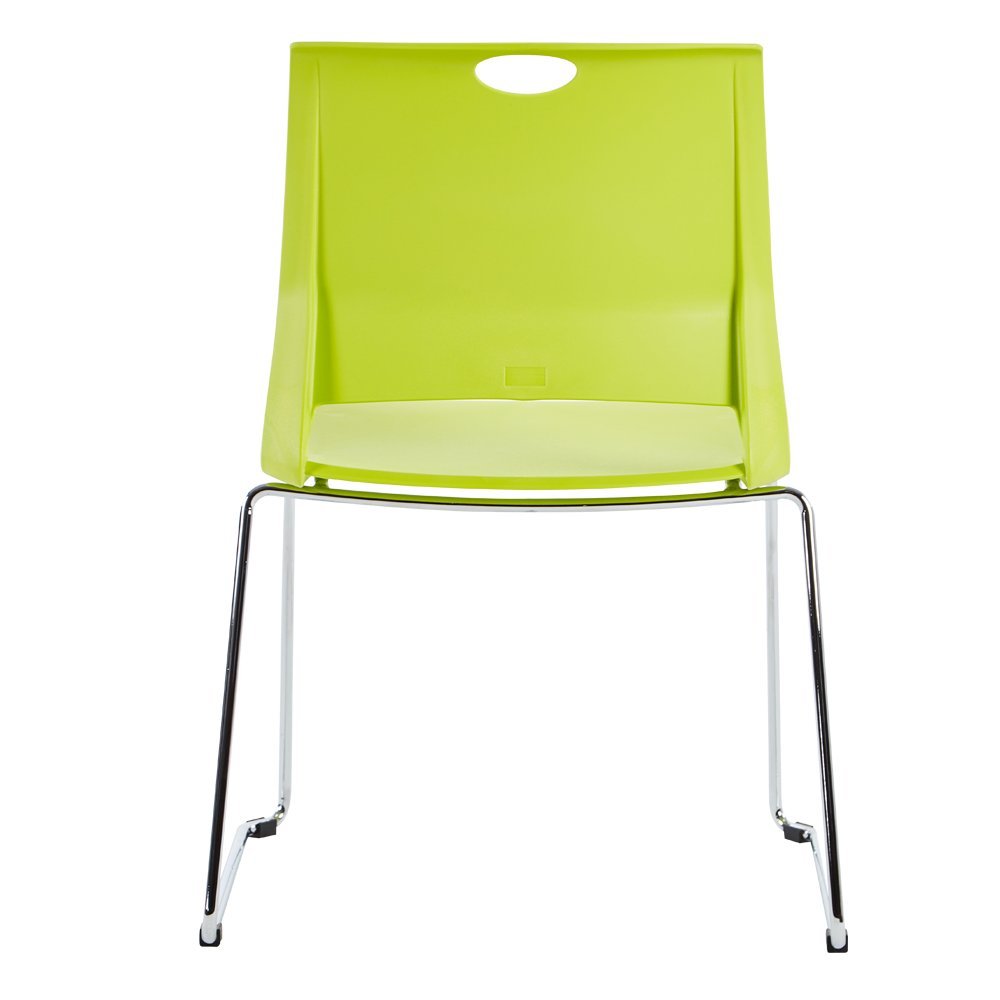 Modern Stacking Chairs for Business & Home - Set of 4 Green Dining Chairs | Space-Saving Solution for Offices, Restaurants, and Compact Living Spaces