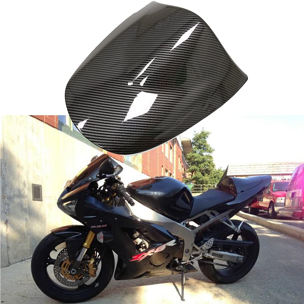 Carbon Fiber Motorcycle Rear Seat Cowl Cover for Kawasaki ZX6R 2003-2004 - Solo Seat Replacement with Pillion Tail Cover - Perfect for Sport Bike Customization & Track Days
