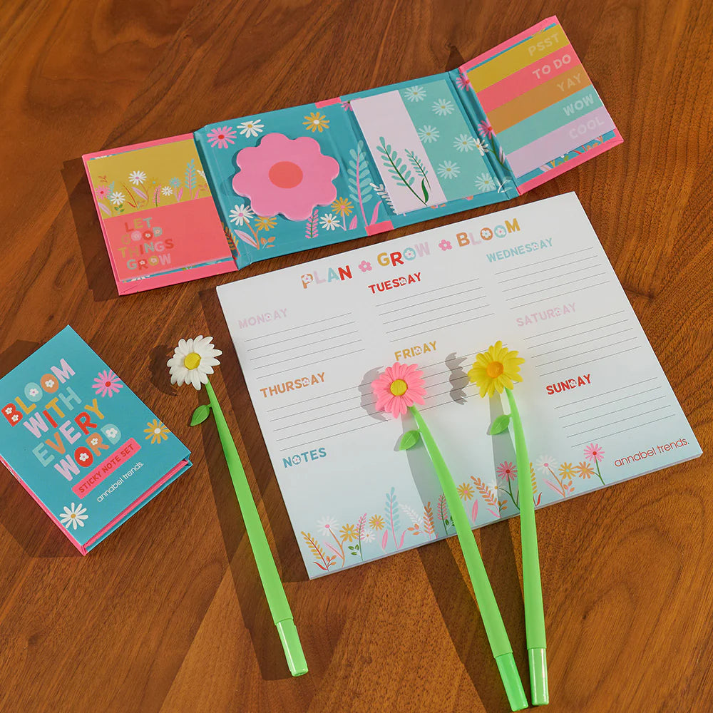 Annabel Trends Sticky Note Set - Colorful Daisy Flower Design Memo Pads for Office, School & Home Organization - Perfect for To-Do Lists, Reminders & Creative Journaling