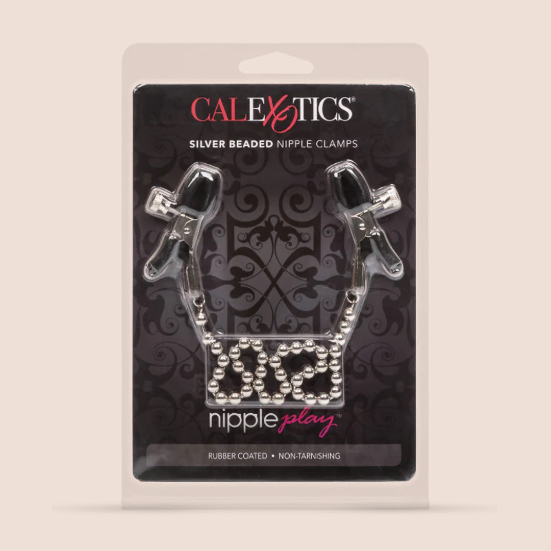 Nipple Play® Adjustable Beaded Nipple Clamps with Chain - Sensual Adult Toy for BDSM, Couples Play & Intimate Exploration