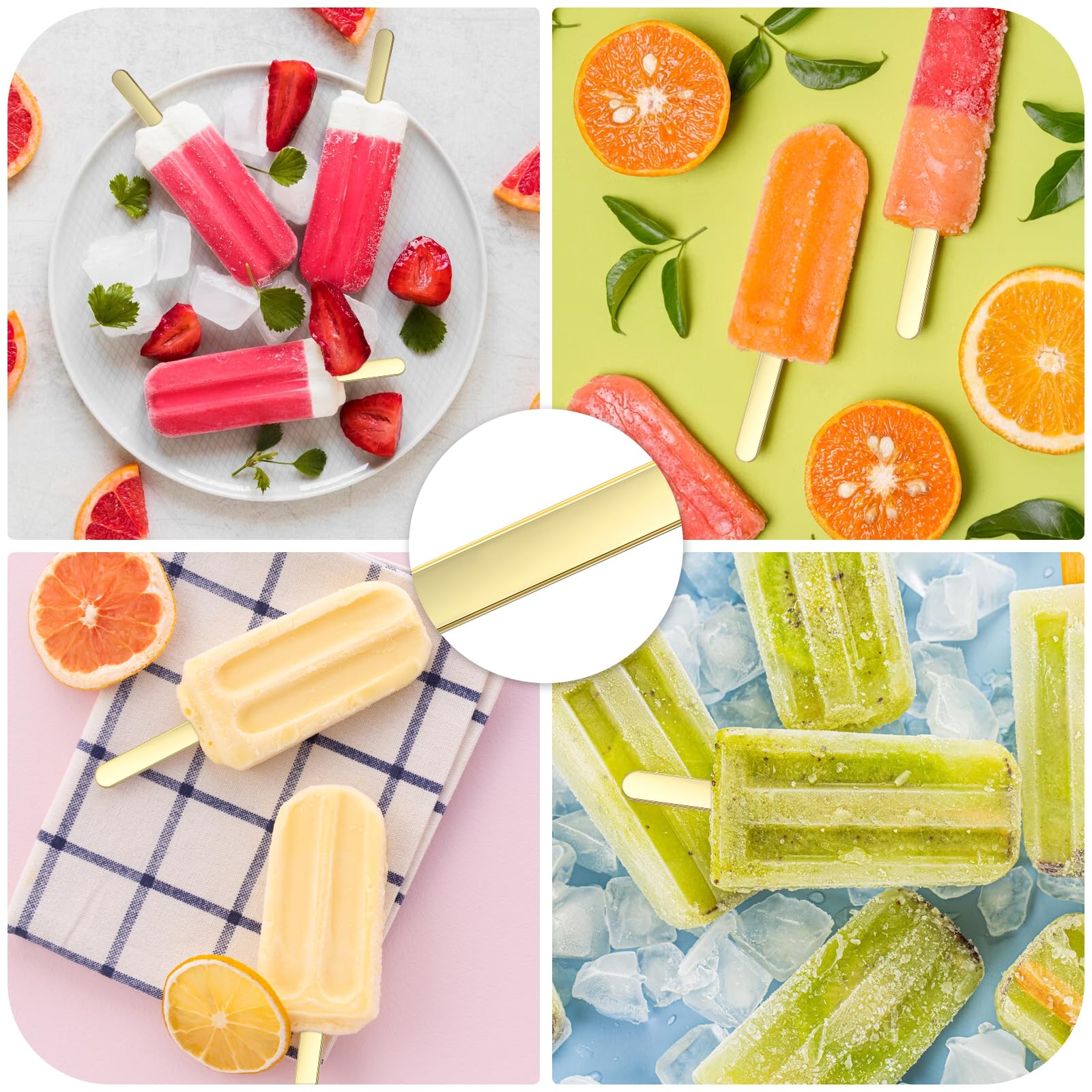 30 Pieces Gold Popsicle Sticks 4.5 Inch - Reusable Acrylic Cake Pop Sticks for DIY Desserts, Candy Making, Baking & Crafts - Perfect for Birthday Parties, Wedding Favors & Holiday Treats (Gold)