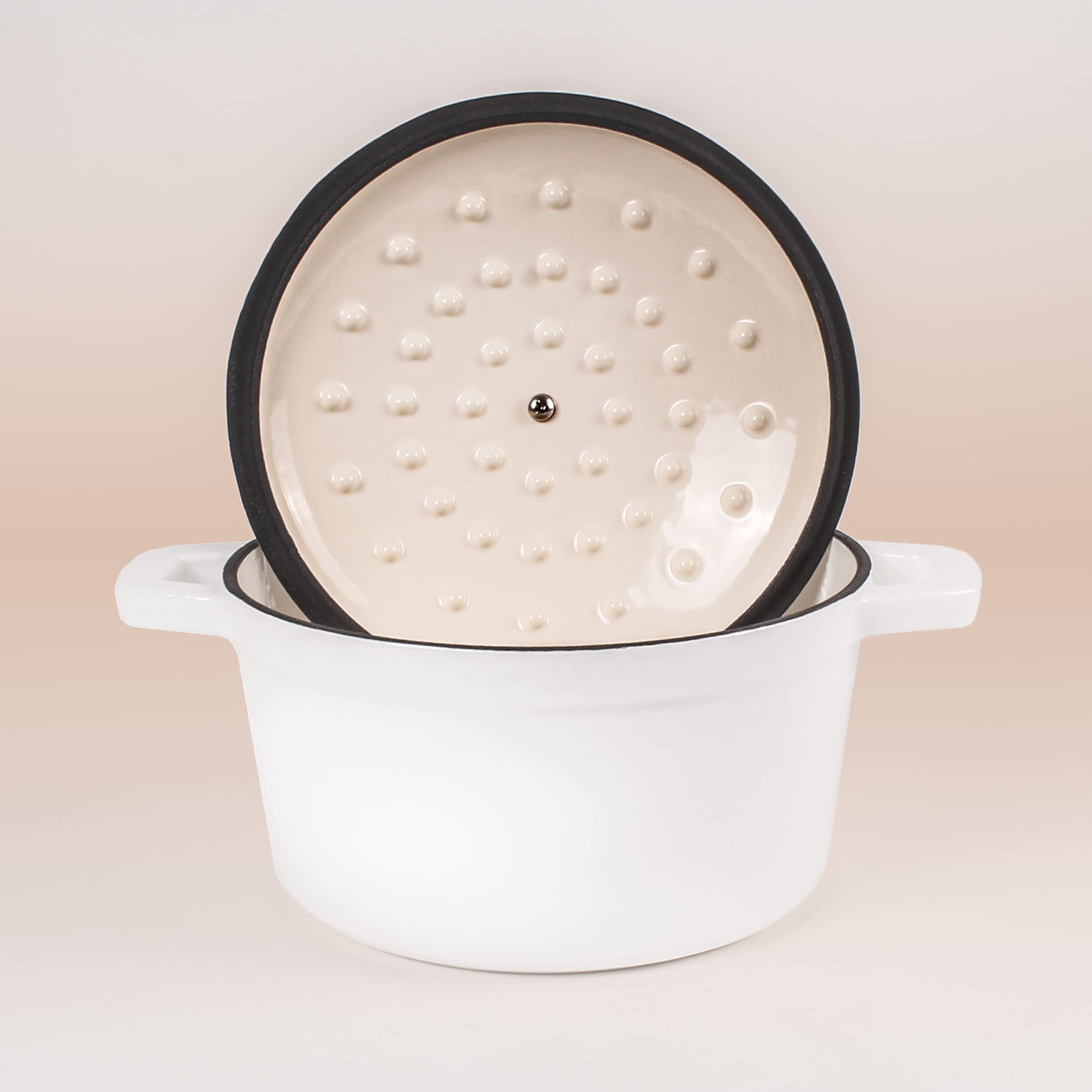 BergHOFF Neo 4-Piece Enameled Cast Iron Cookware Set – 3qt & 7qt Dutch Ovens with Matching Lid | Fast & Even Heating | Oven Safe Up to 500°F (White) | Perfect for Soups, Stews, Braising & Baking