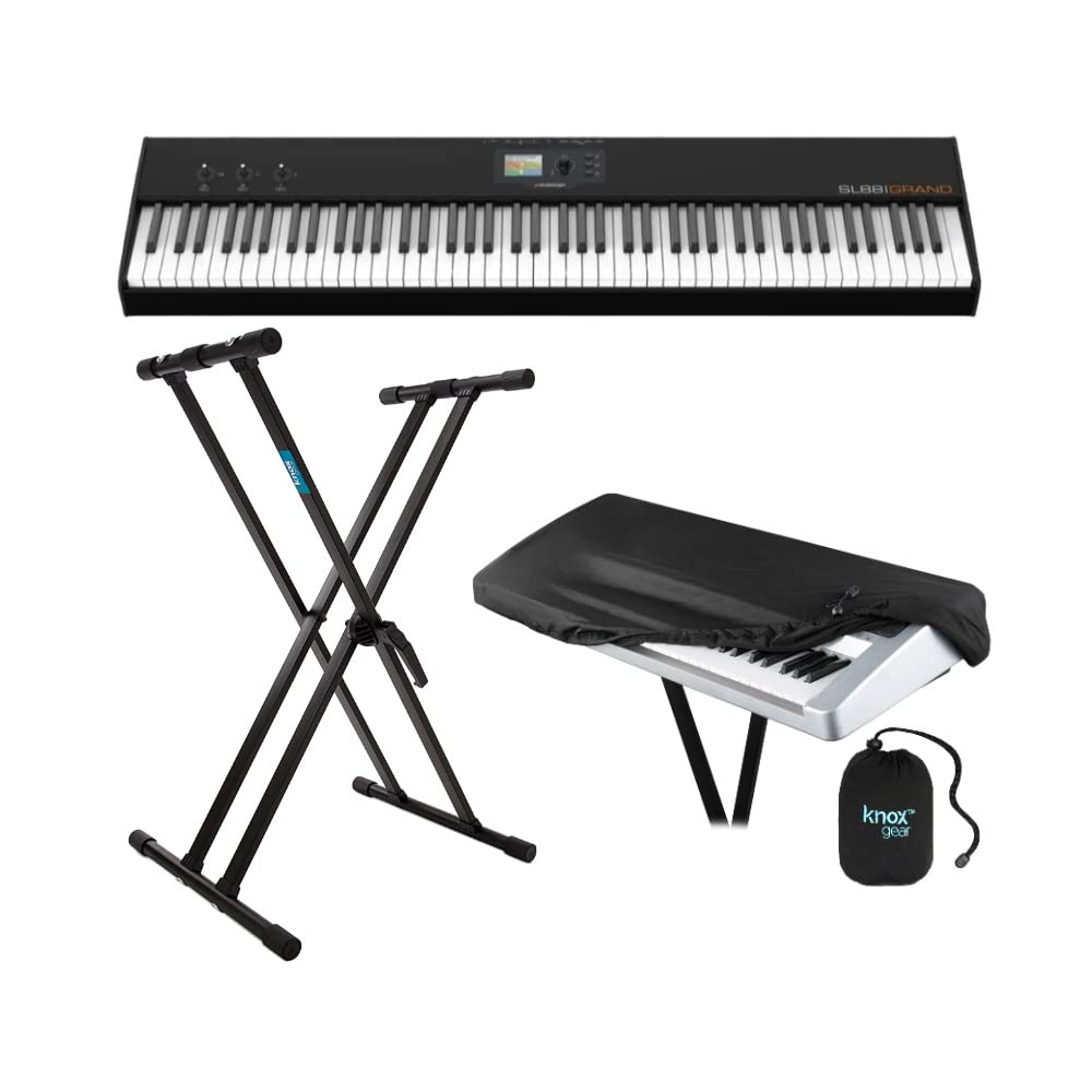 Studiologic SL88 Grand 88-Key Hammer-Action Digital Piano Bundle with Adjustable Stand & Dust Cover - Professional Keyboard for Home Studio, Stage Performance & Music Production